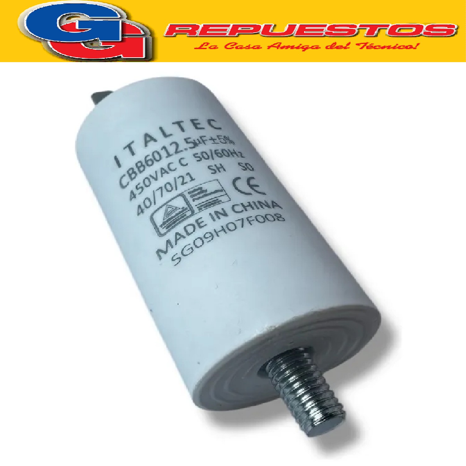 CAPACITOR 12.5uF X 450VAC CILINDRICO CON TORNILLO