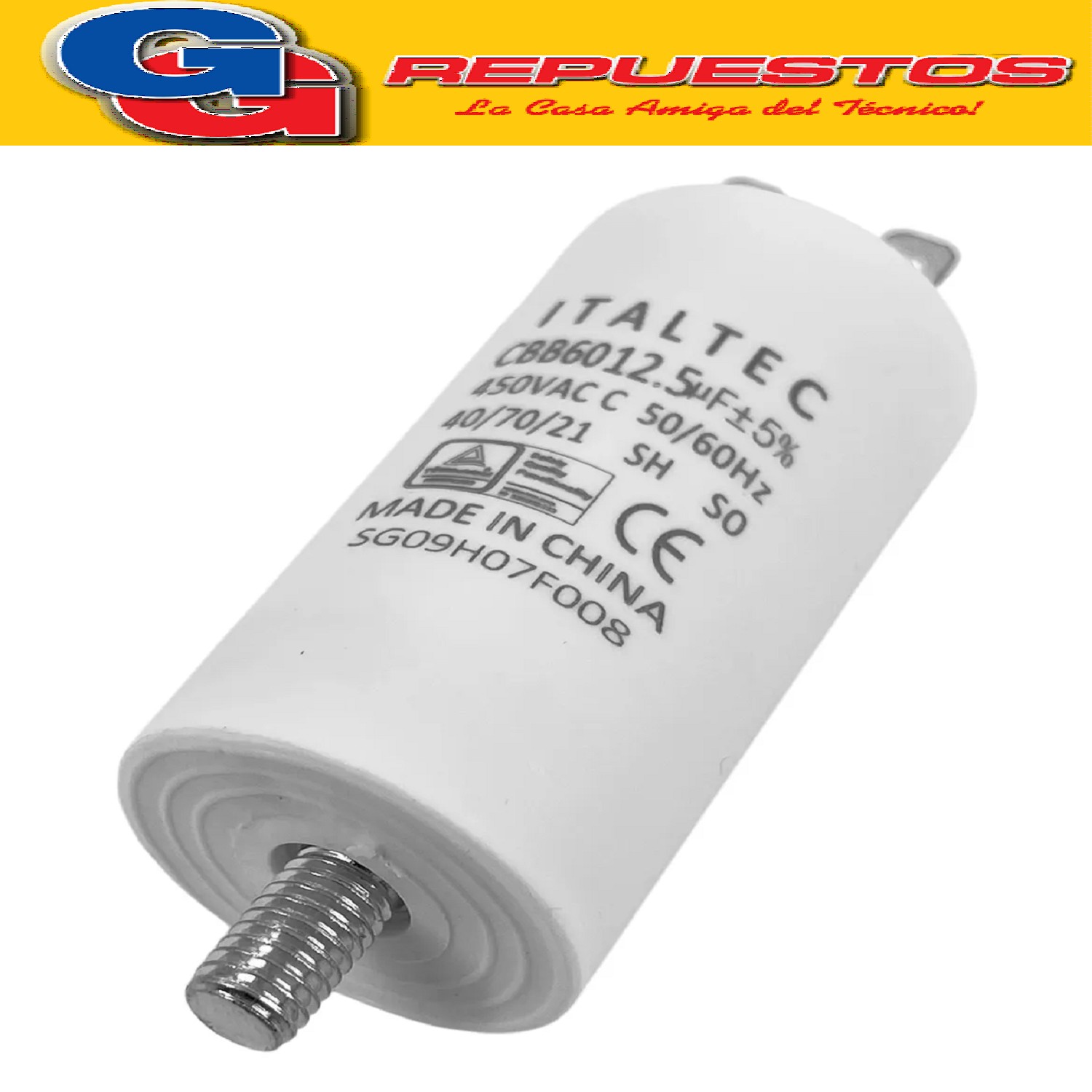 CAPACITOR 12.5uF X 450VAC CILINDRICO CON TORNILLO
