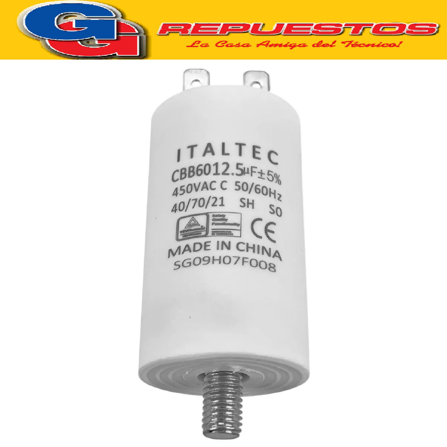 CAPACITOR 12.5uF X 450VAC CILINDRICO CON TORNILLO