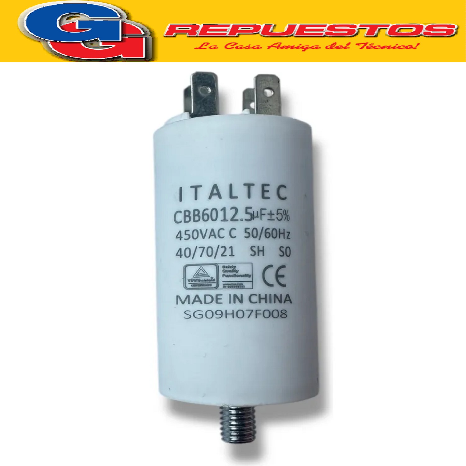 CAPACITOR 12.5uF X 450VAC CILINDRICO CON TORNILLO