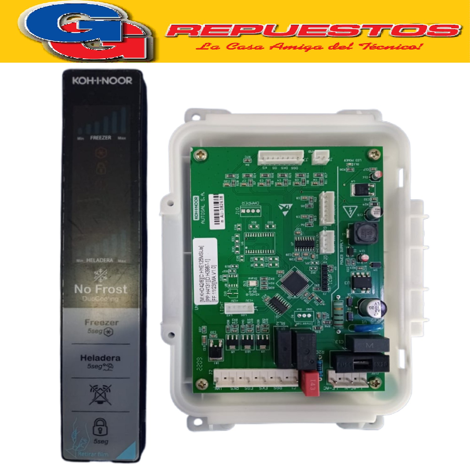 PLACA + DISPLAY PARA HELADERA NO FROST KOHINOOR KHDF42D/8  O RIGINAL Conjunto de plaqueta principal + display de repues HELADERA NO FROST DUOCOOLING KHDF42D/8 TM 409LTS NEGRA KHDA42D/8 KHD42D/8 KHDb42D/8 PLAQUETA DE POTENCIA