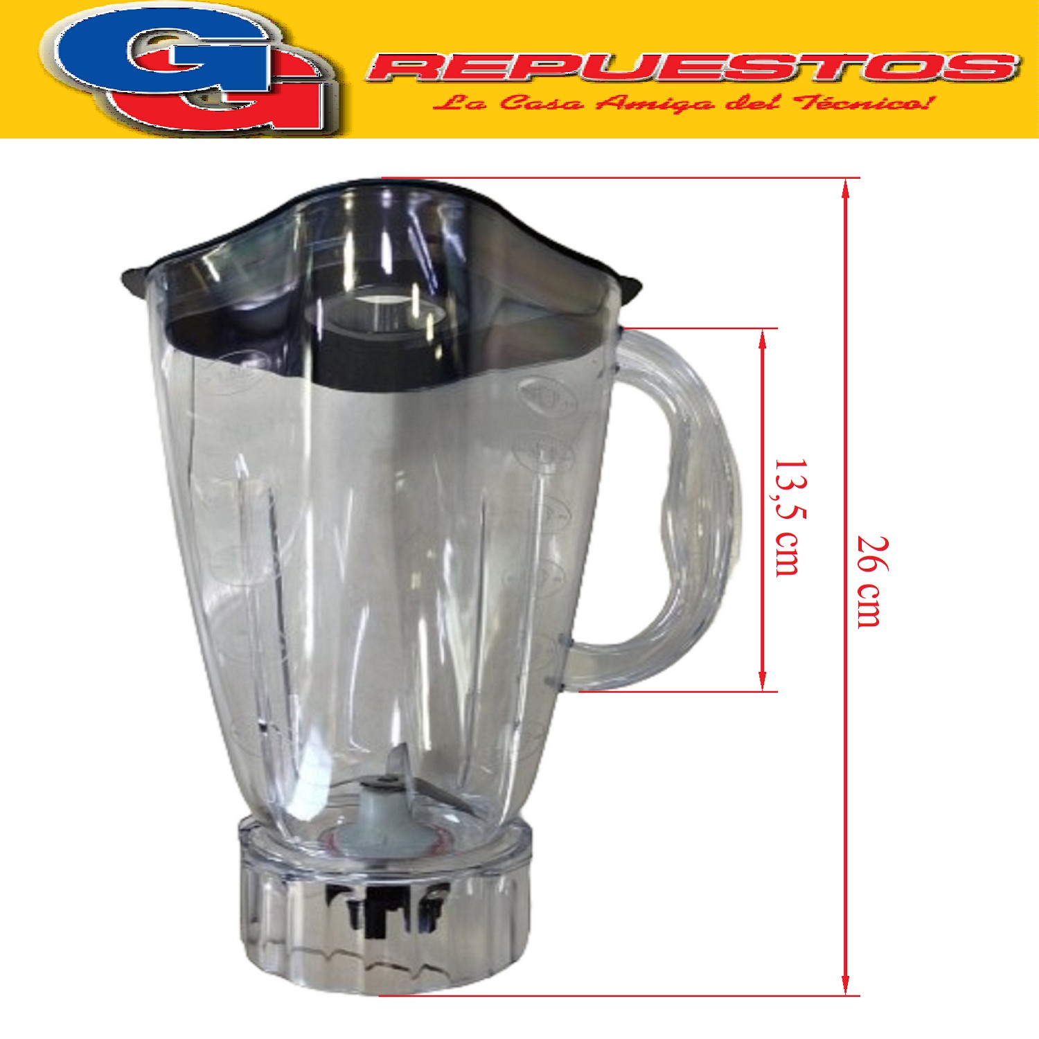 VASO LICUADORA PARA PHILIPS HR 2240 PROBLEND 6 CUCHILLA CON  TAPA, Y CARDAN / BASE DE 9 CM