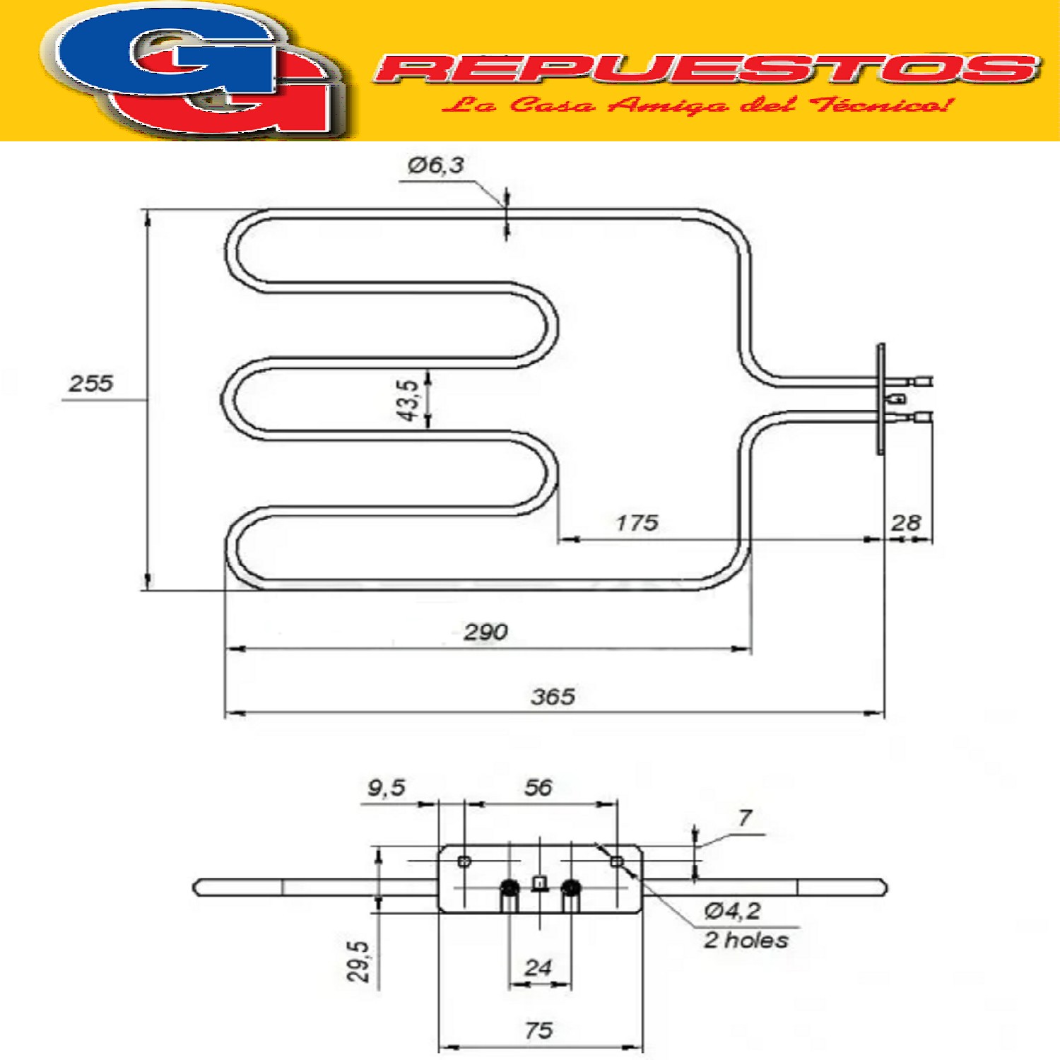 RESISTENCIA PARA COCINA ELECTRICA ATMA 1100W 230V 94CCV060X  ORIGINAL RESISTENCIA DE HORNO VITROCERAMICA 60CM INOX 94CCV060X COCINA ELÉCTRICA HOTPLATE PHILCO 60CM PLATA 91PHCH060P2 Cod Origen: 8-562900007