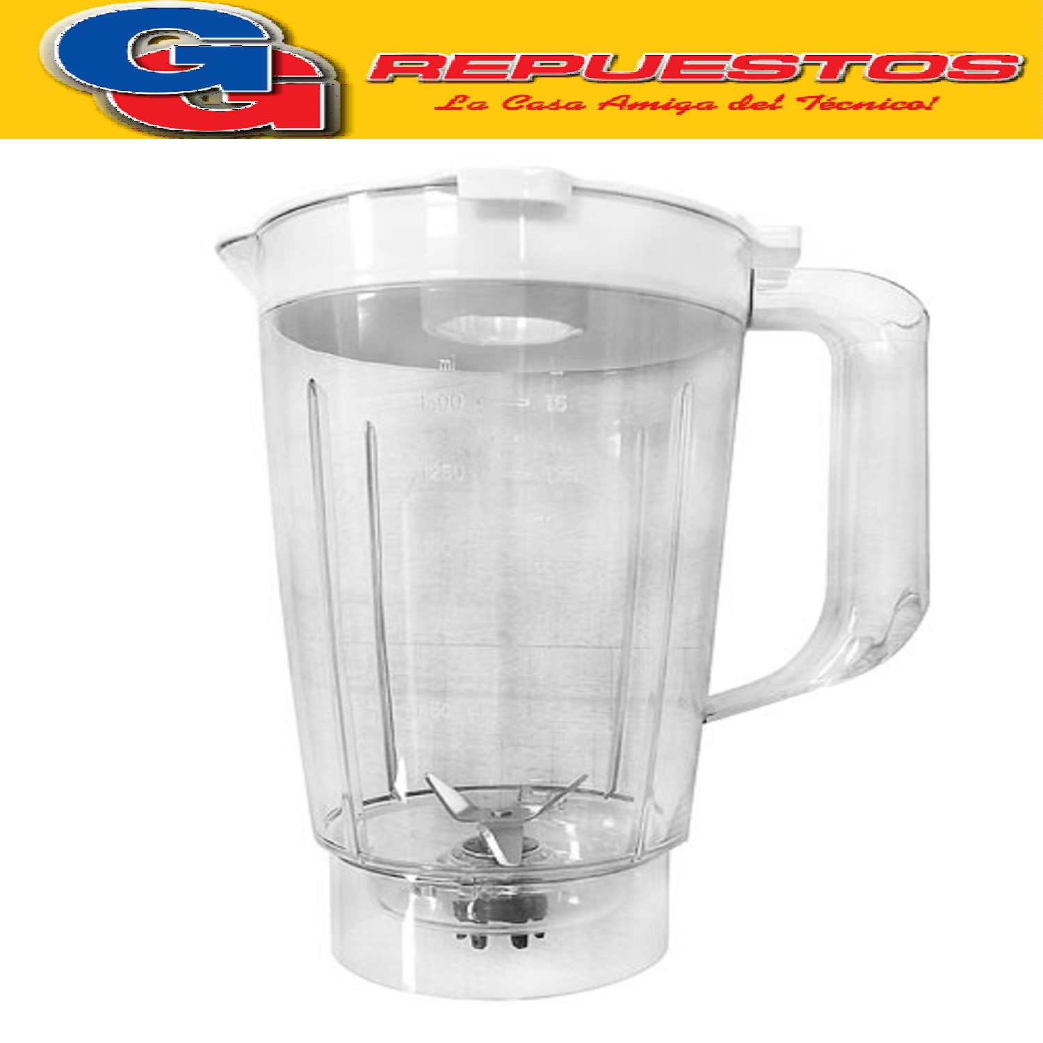 VASO JARA LICUADORA LILIANA COMPATIBLE CON LOS MODELOS AL451 / AL453 TAPA BLANCA CON CUCHILLA Y CARDAN INCLUIDO