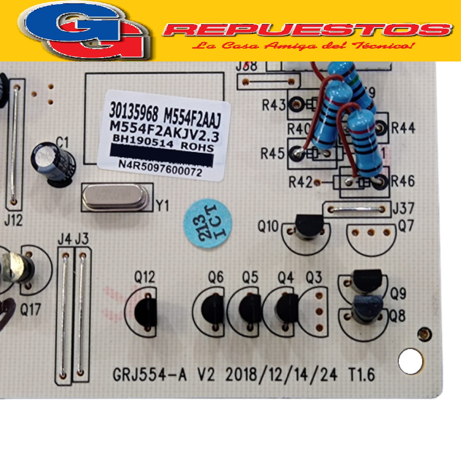 PLAQUETA AIRE ACONDICIONADO SPLIT SANYO M554F2AAJ 30135968   ORIGINAL MAIN BOARD CON SENSORES M554F2AAJ M554F2AKJV2.3 BH190514 SANYO, PHILCO, ATMA, SIAM, MIDEA, PANASONIC, RANSER Cod Origen: 8-30135968