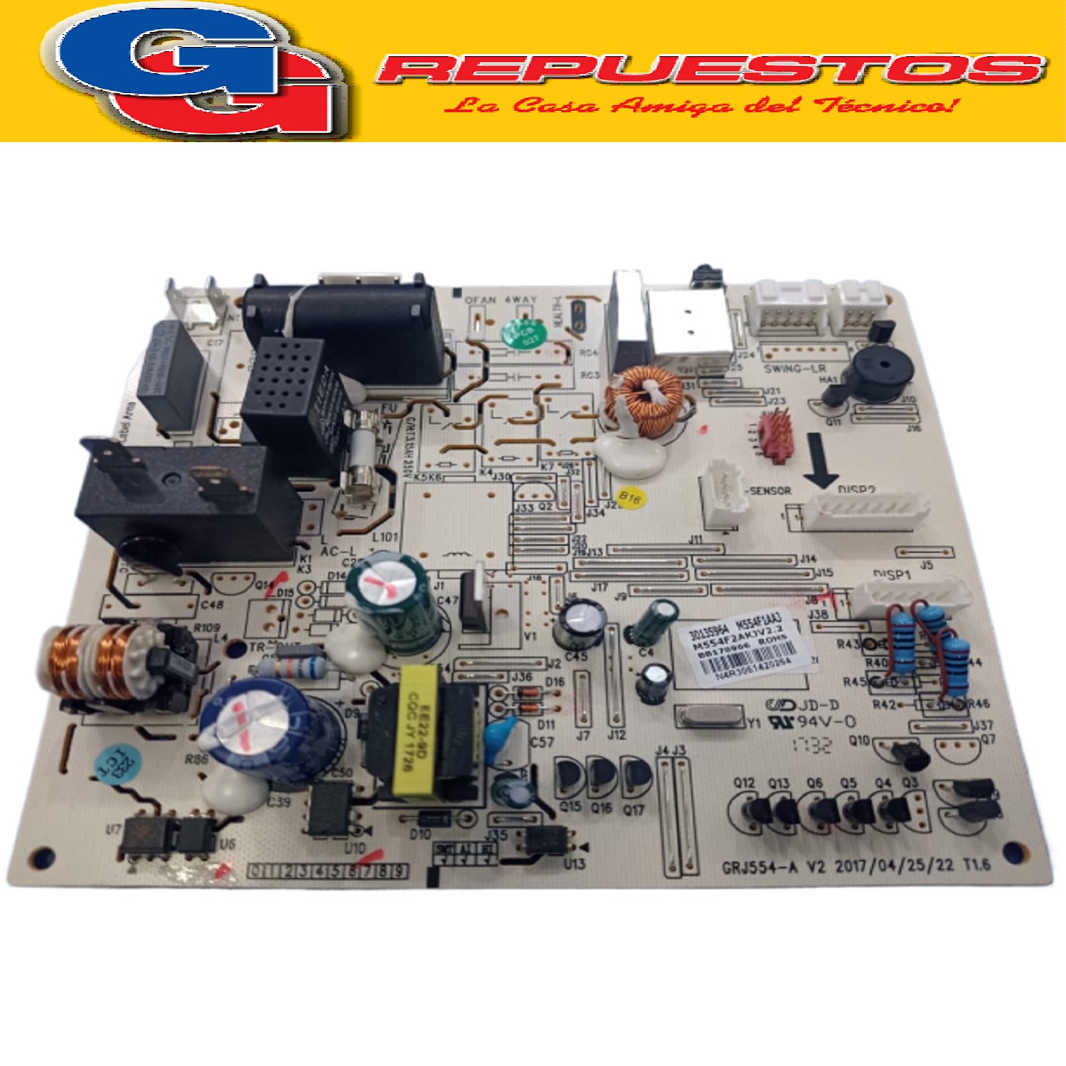 PLAQUETA AIRE ACONDICIONADO SPLIT SANYO M554F1AAJ 30135964   ORIGINAL MAIN BOARD CON SENSORES M554F1AAJ M554F2AKJV2.2 BB170906 SANYO, PHILCO, ATMA, MIDEA, RANSER, PANANSONIC, SIAM GRJ554-A V2 Cod Origen: 8-30135964