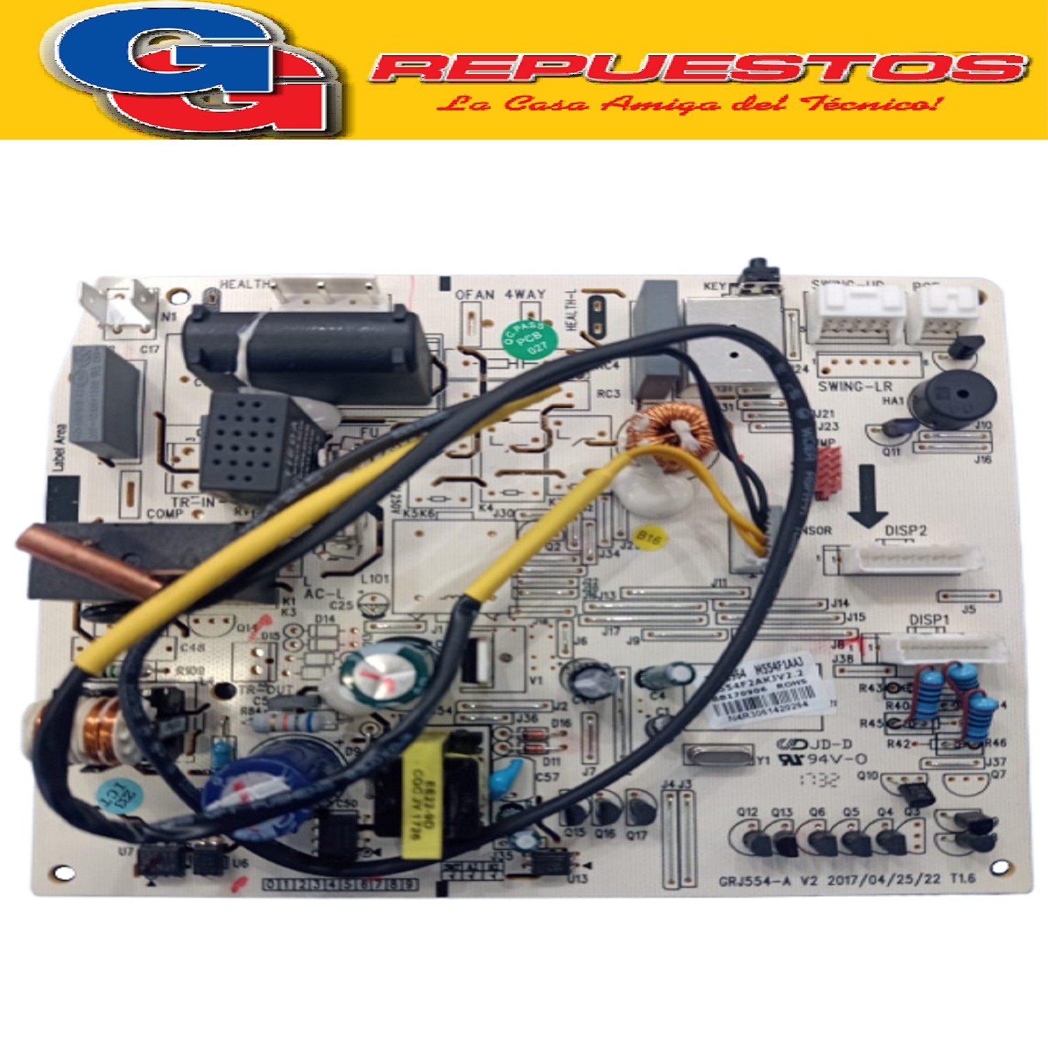 PLAQUETA AIRE ACONDICIONADO SPLIT SANYO M554F1AAJ 30135964   ORIGINAL MAIN BOARD CON SENSORES M554F1AAJ M554F2AKJV2.2 BB170906 SANYO, PHILCO, ATMA, MIDEA, RANSER, PANANSONIC, SIAM GRJ554-A V2 Cod Origen: 8-30135964