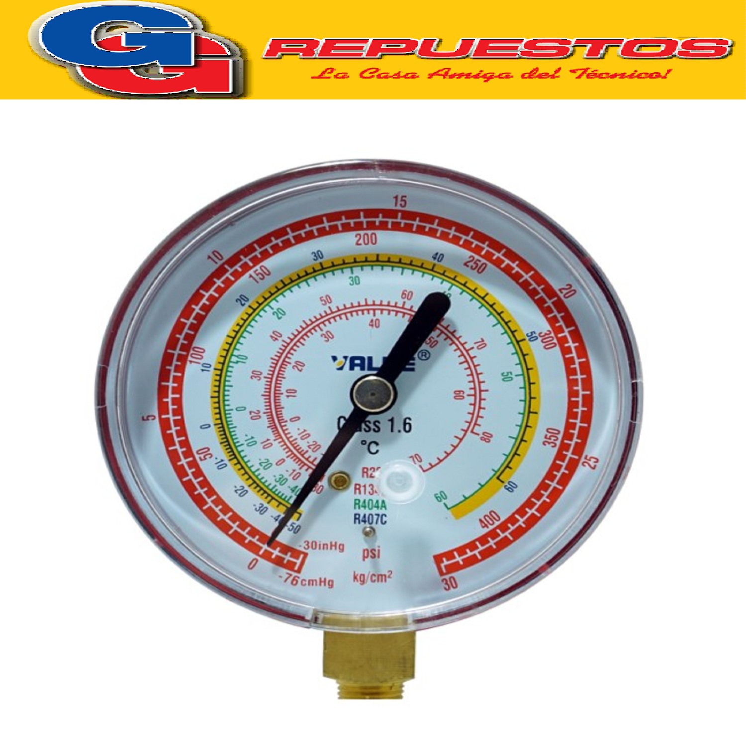 MANOMETRO DE ALTA VALUE PARA GAS R22 / R134A / R404A R407C - d80 - 342260401