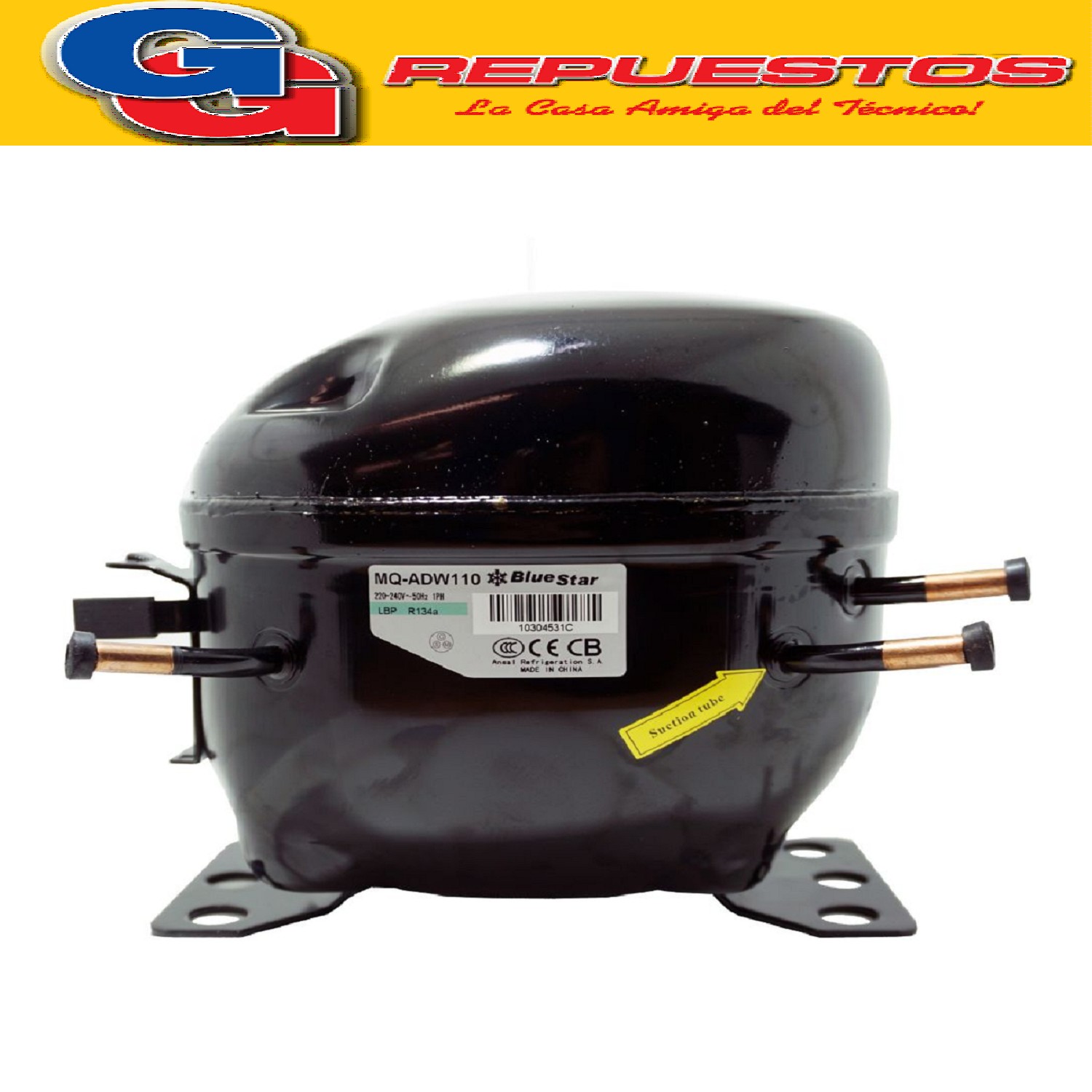 MOTOCOMPRESOR BLUESTAR 1/3 MQ-ADW110 R134 270W - 220V / 50hz 1.4 A