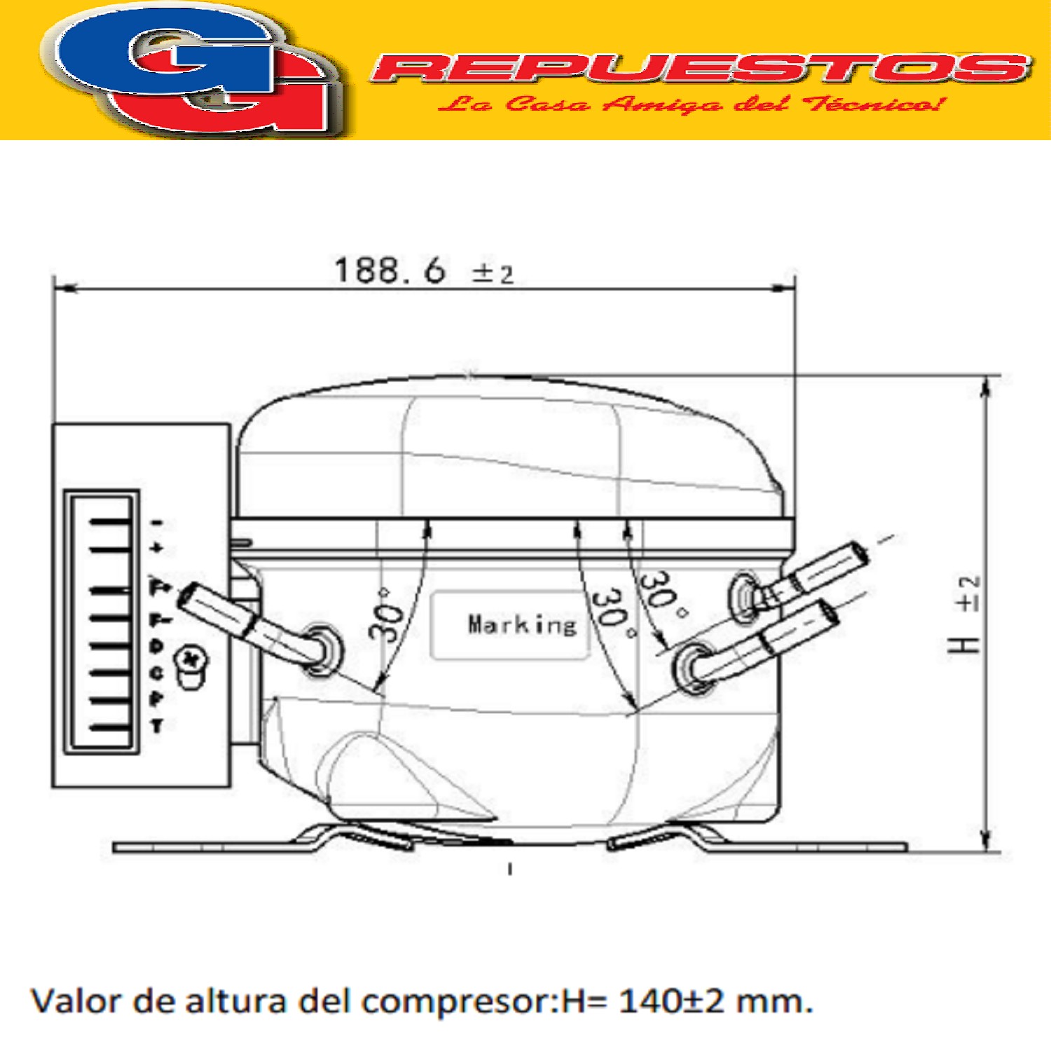 MOTOCOMPRESOR BLUESTAR 12/24V L-QDZH25G 43W PARA GAS R134A / / 2,5CM3 DESPLAZAMIENTO - 2000 RPM / PARA HELADERAS DE MOTORHOME, CARRIBARES Y CASAS RODANTES
