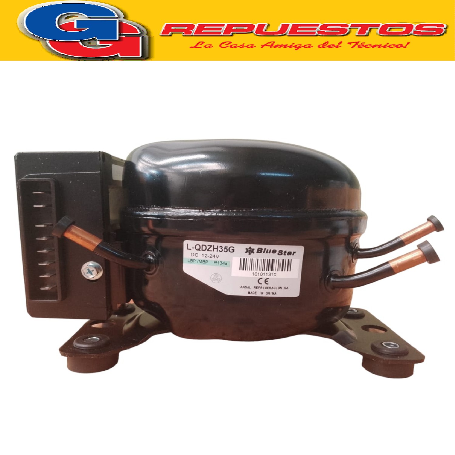 MOTOCOMPRESOR BLUESTAR 12/24V L-QDZH35G 60W PARA GAS R134A / 2,5CM3 DESPLAZAMIENTO - 2000 RPM / PARA HELADERAS DE MOTORHOME, CARRIBARES Y CASAS RODANTES