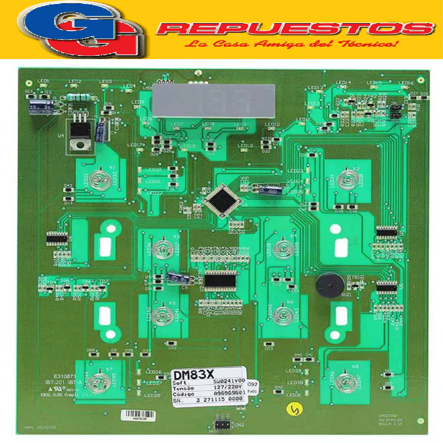 PLAQUETA DE INTERFACE HELADERA ELECTROLUX DM83X