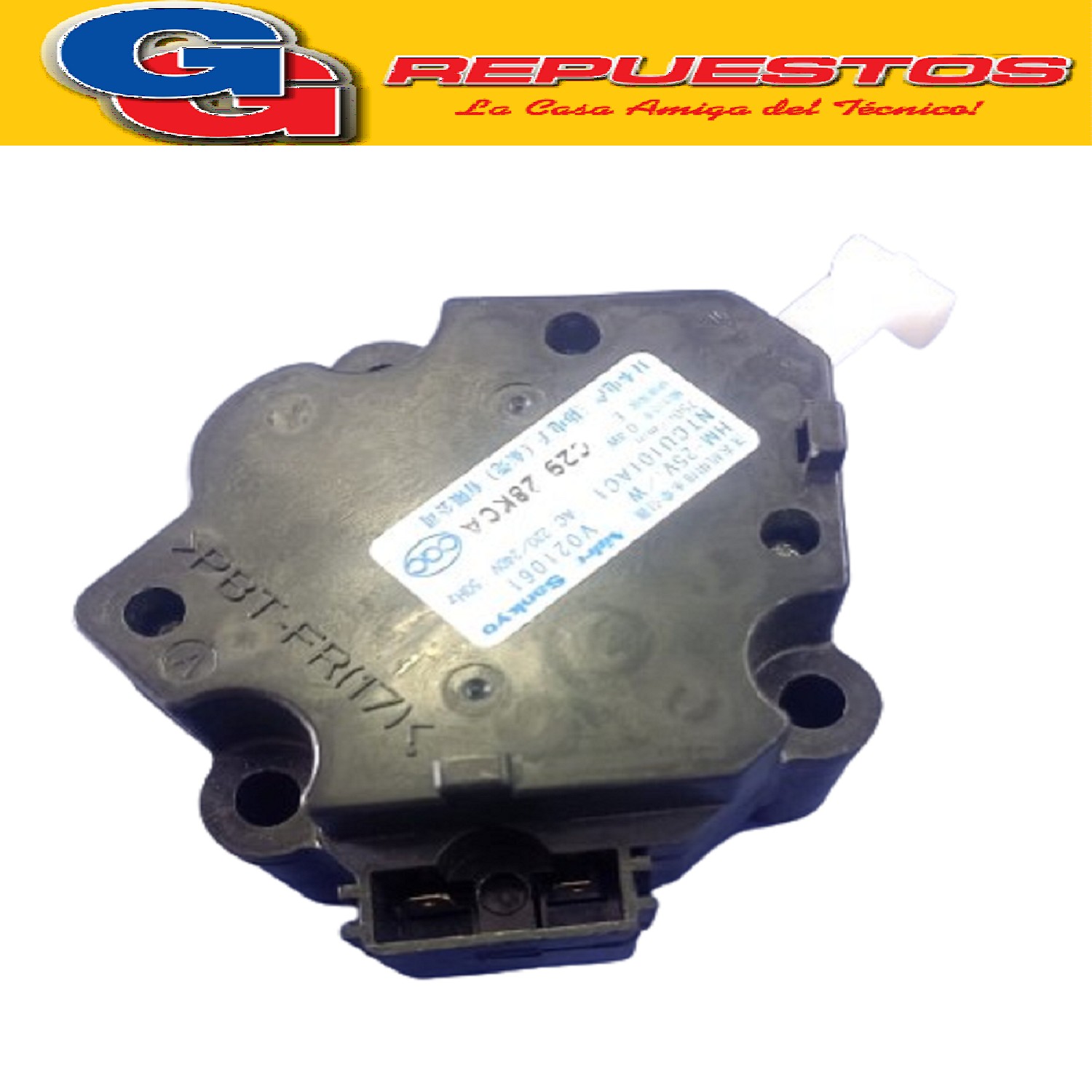 MOTOR TORQUE PANASONIC 2 CONTACTOS PALAS CON BRAZO RIGIDOD Cod.Origen:
PANASONIC () Actuador de freno Panasonic
Produttore: NIDEC SANKYO (V021061) NTCU101AC1
HM-25V /W
AC 220/240V 50Hz 750rpm 0.4W
PBTFR(17) Motor Torque Lavarropas Panasonic