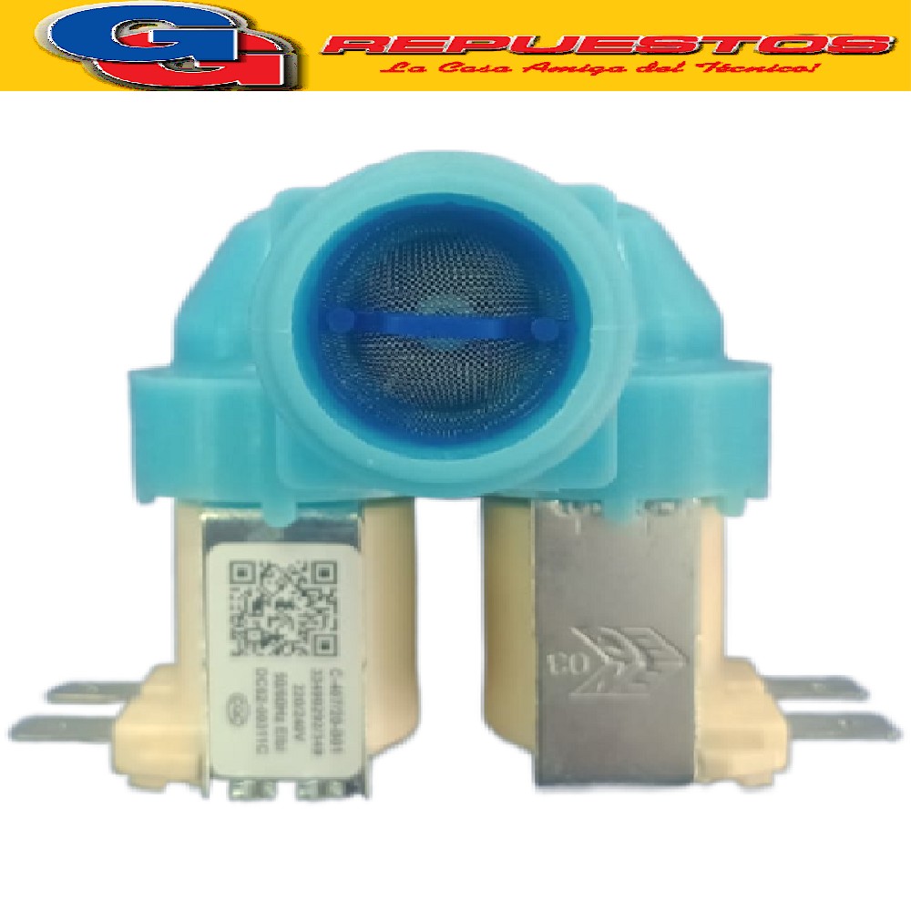 ELECTROVALVULA SAMSUNG 2 VIAS 180° LAVARROPAS Electrovalvula Lavarropas Samsung Carga Superior Wa80 Wa70  2 Vias 180° Original WA70F5SA
-WA80F5S4 (VALVULA DOBLE SALIDA HORIZONTAL
CELESTE ORIGINAL) Cod.Origen:
DC62-00311C (SAMSUNG)
Produttore: China (C-364/15-B01) 33490292
220/240V 50/60Hz