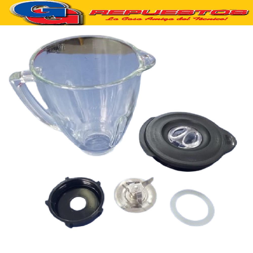JARRA VASO LICUADORA COMPATIBLE CON OSTER REDONDA CON TAPA, CUCHILLA Y BASE