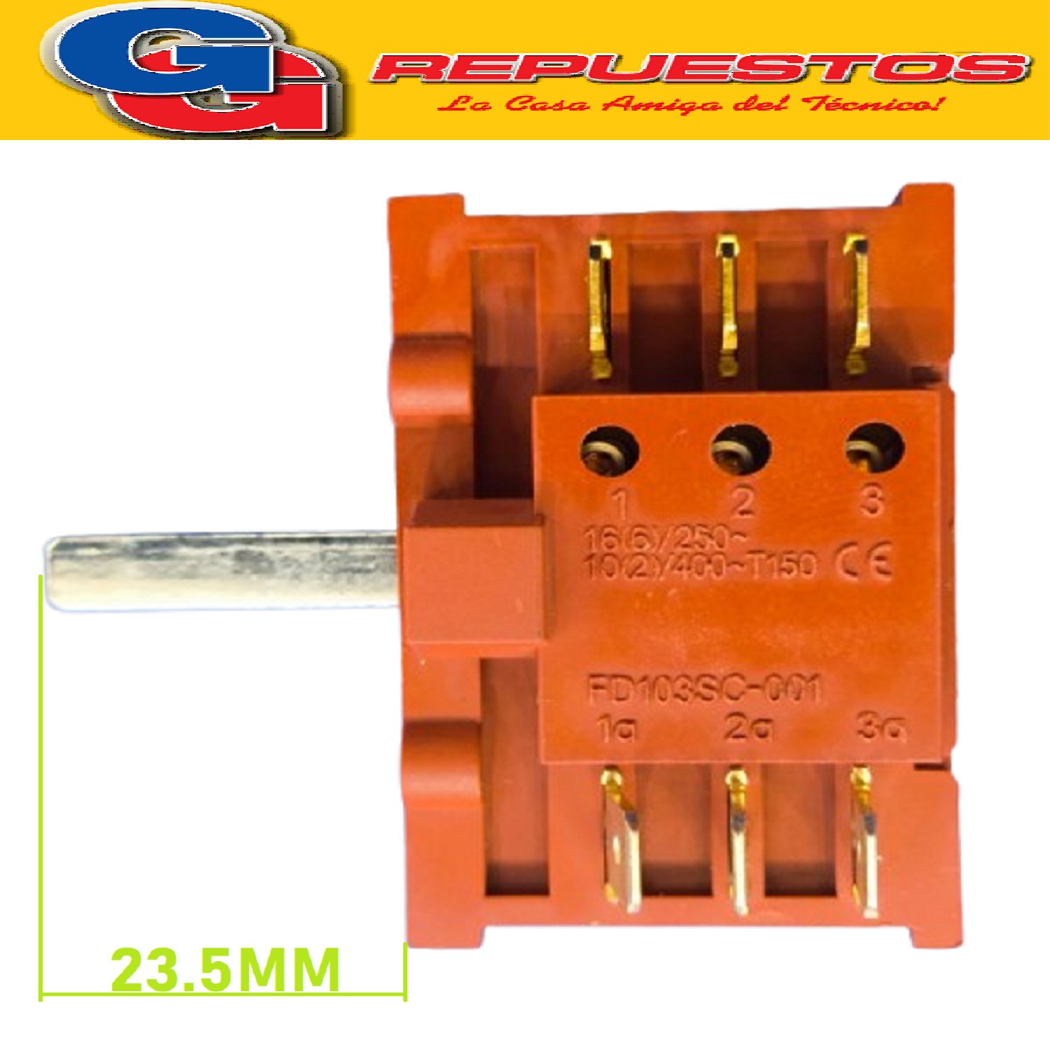 LLAVE SELECTORA HORNALLA COCINA ELECTRICA PARA  PHILCO  PHCH 050P PHCE051BDH  PHCE051BDHFP 
PHCE051B Cocina electrica 50cm blanca tapa de vidrio termostato y luz de horno NOTA: Perno 16mm de largo Cuerpo SELECTOR de 50x35mm Cod.Origen: UNIVERSAL () SWITCH COMMUTATOR-0+3 POSITION
1004000003-1004000003NS (SIAM-ATMA-PHILCO-MIDEA) E.BF.2_Llav