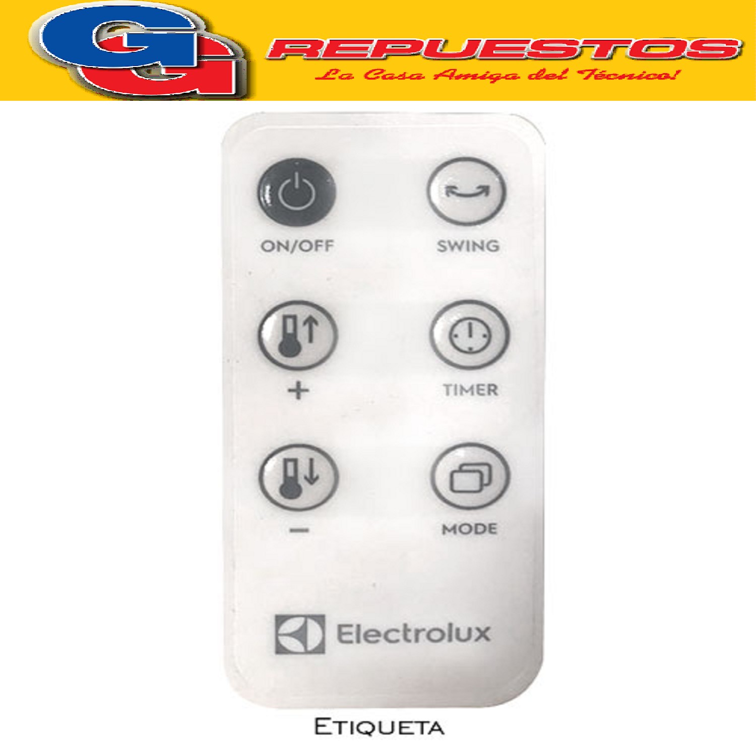 ETIQUETA PARA CONTROL REMOTO DE CALOVENTOR TIPO SPLIT  PARA ELECTROLUX COMPATIBLE CON LOS MODELOS CAL35 / CAL40