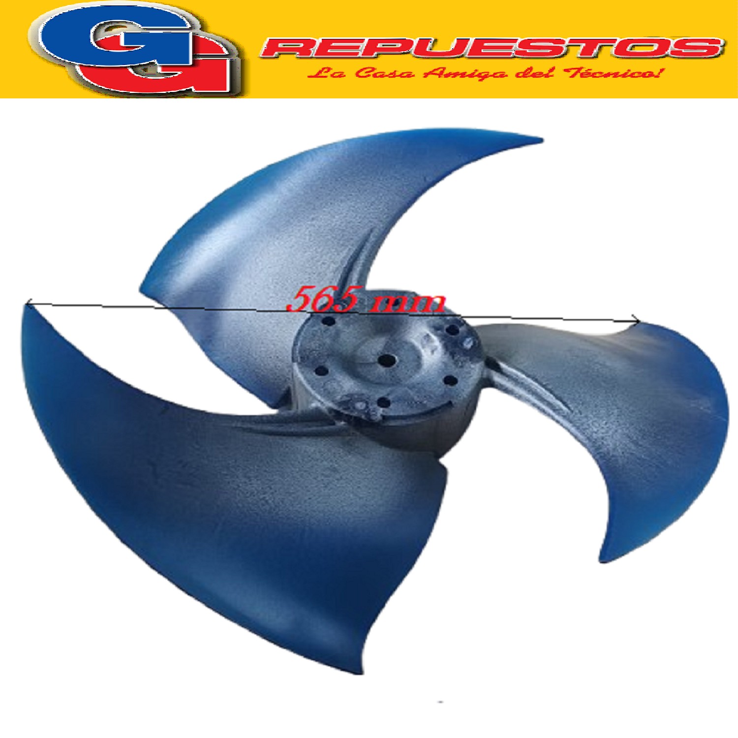 HELICE PALA CONDENDSADORA AIRE SPLIT 3 ASPAS 565X161 SENTIDO DE GIRO ANTIHORAIRO  EJE DE 15 MM