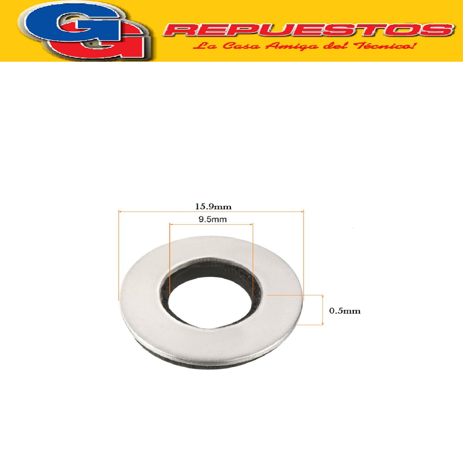 ARANDELA DE ACERO 9.5 MM  ESPESOR 0.5 MM