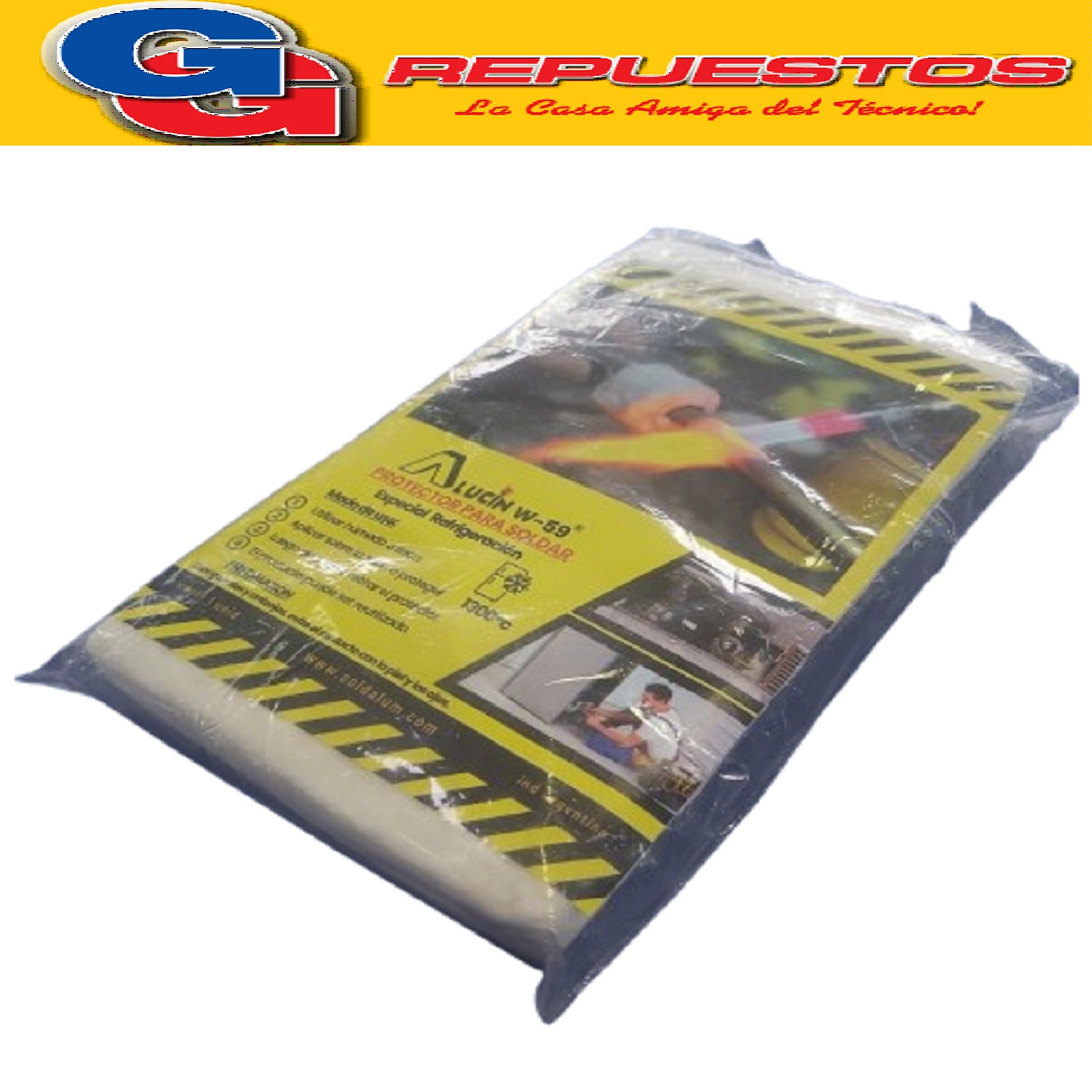 PROTECTOR PARA SOLDAR 21CMX12CMX3CM ALUCIN W-59 PAÑO MANTA IGNIFUGA PARA SOLDAR ESPECIAL REFRIGERACION, PARA PROTECCION CUANDO SE REALIZAN SOLDADURAS PARA QUE NO PASE EL CALOR DEL SOPLETE