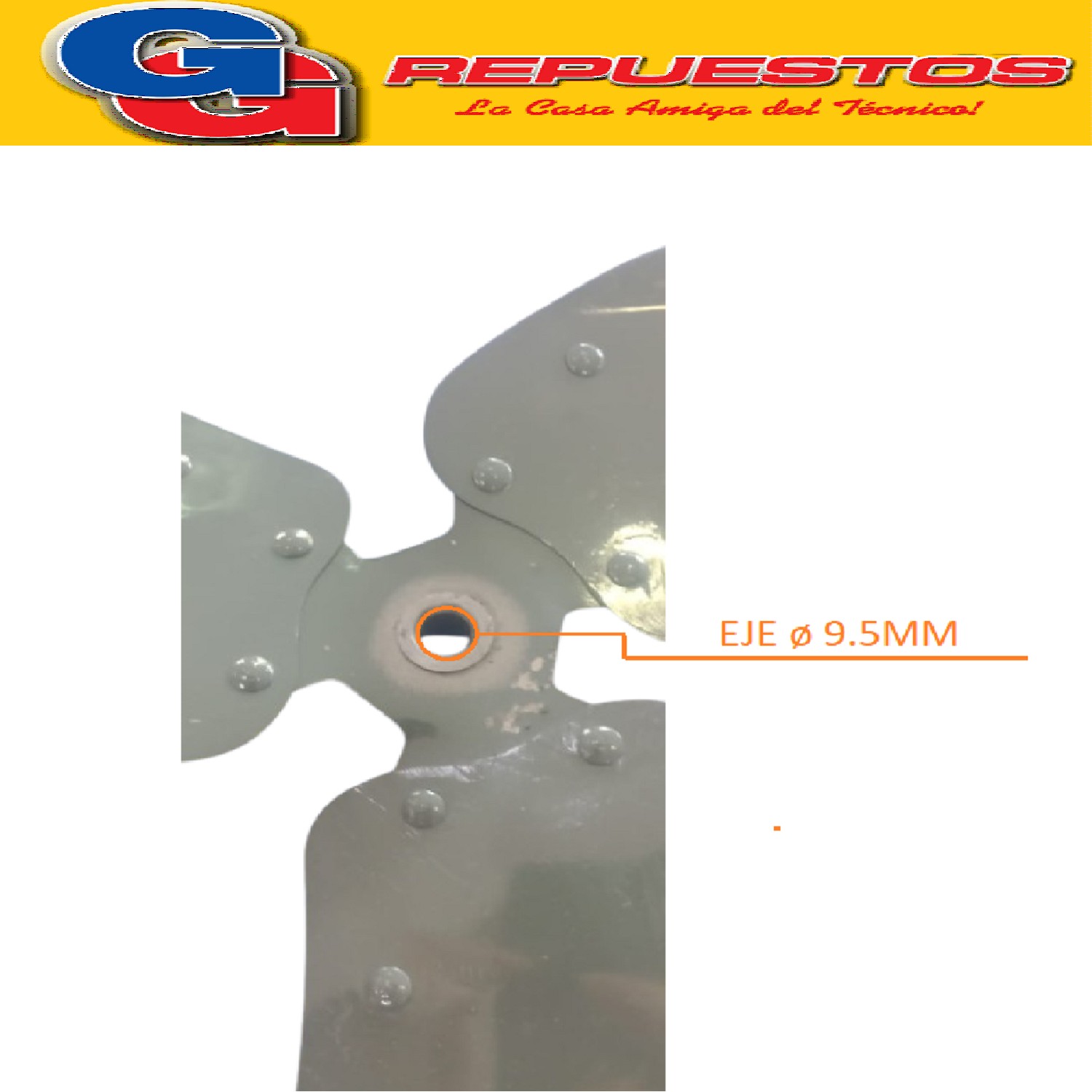 HELICE DE CHAPA DE 3 OJAS PULGA 24  EJE 9.5