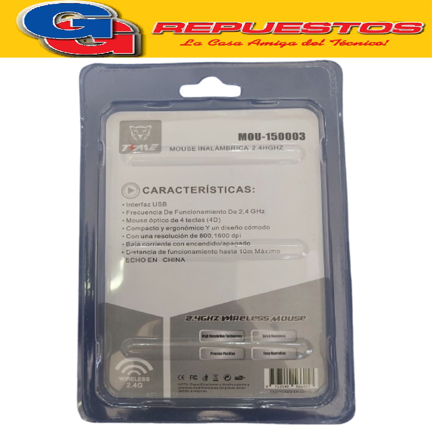 MOUSE INALAMBRICO A PILAS, TIME 4D CON ALCANCE HASTA 10MT DE COLOR NEGRO O BLANCO