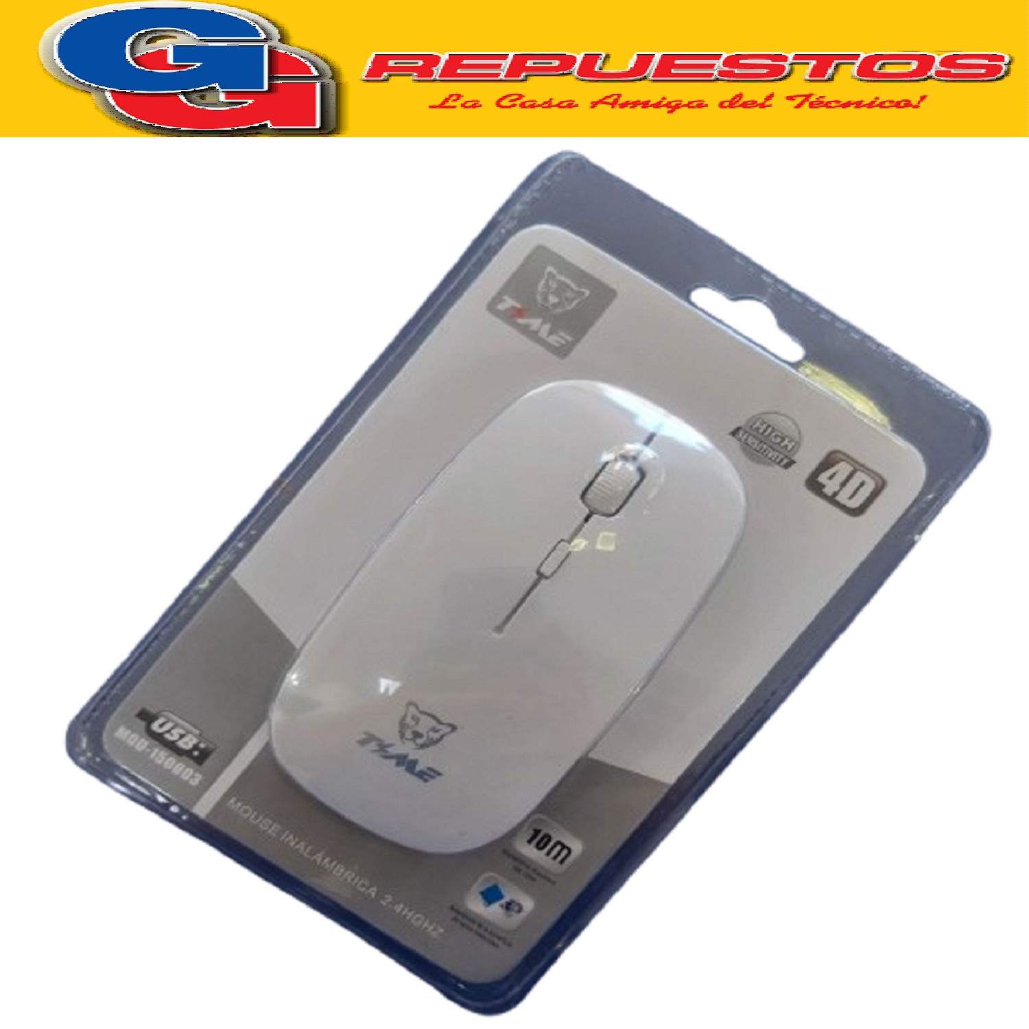 MOUSE INALAMBRICO A PILAS, TIME 4D CON ALCANCE HASTA 10MT DE COLOR NEGRO O BLANCO