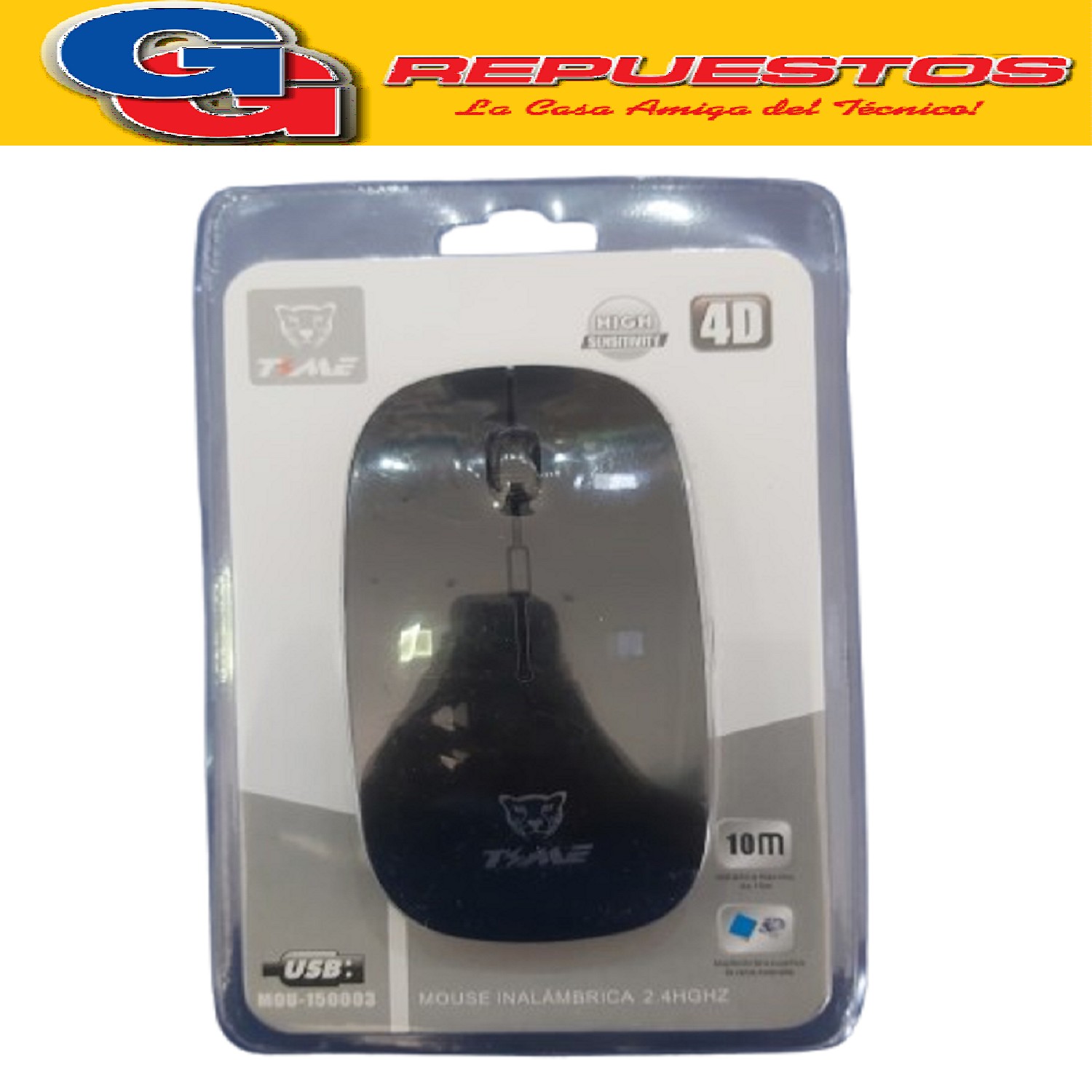 MOUSE INALAMBRICO A PILAS, TIME 4D CON ALCANCE HASTA 10MT DE COLOR NEGRO O BLANCO