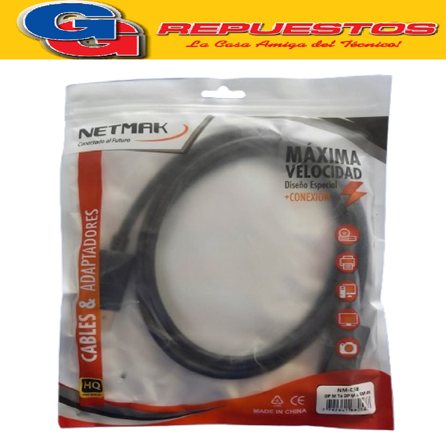 CABLE DISPLAY PORT (DP) MACHO A DISPLAY PORT (DP) MACHO 1.5M MAXIMA VELOCIDAD Y CALIDAD
