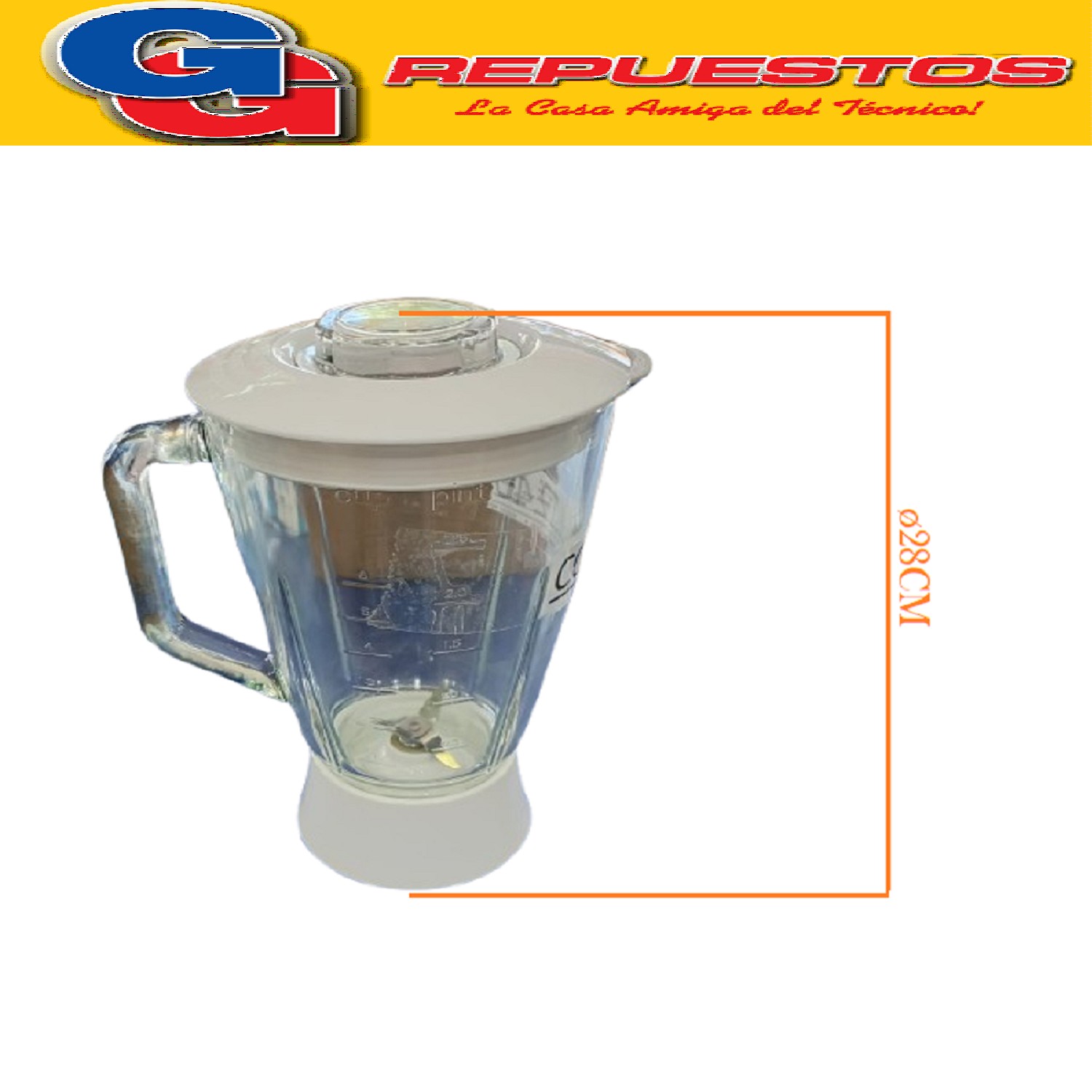 VASO LICUADORA TOP HOUSE LVTH  VIDRIO C/TAPA C/CUCHILLA/LICU ADORAS/VASOS DE ACRILICO Y VIDRIO