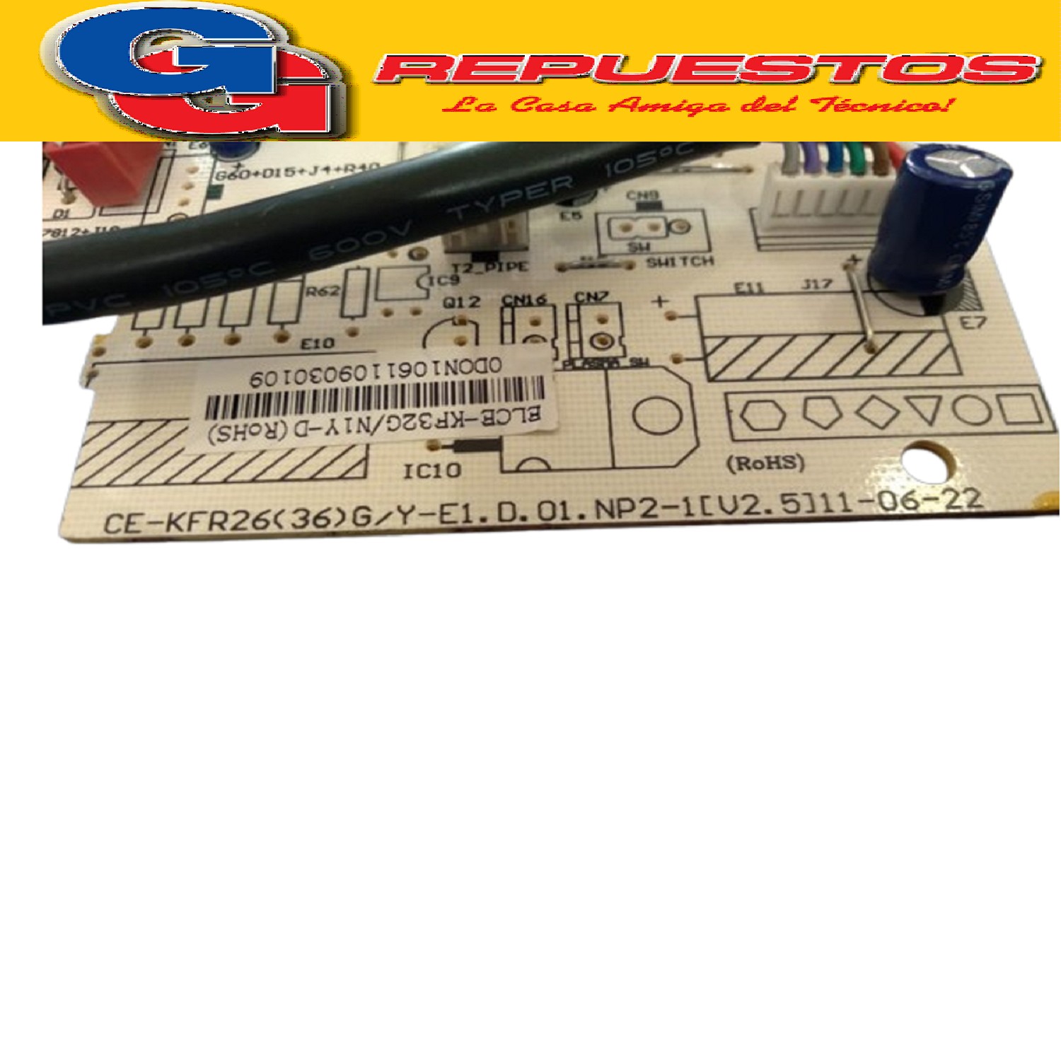 PLAQUETA ORIGINAL AIRE SPLIT ELECTROLUX FRIO SOLO MODELO  KF KFR26(36)G/Y-E1.D.01.NP2-(V2.5)