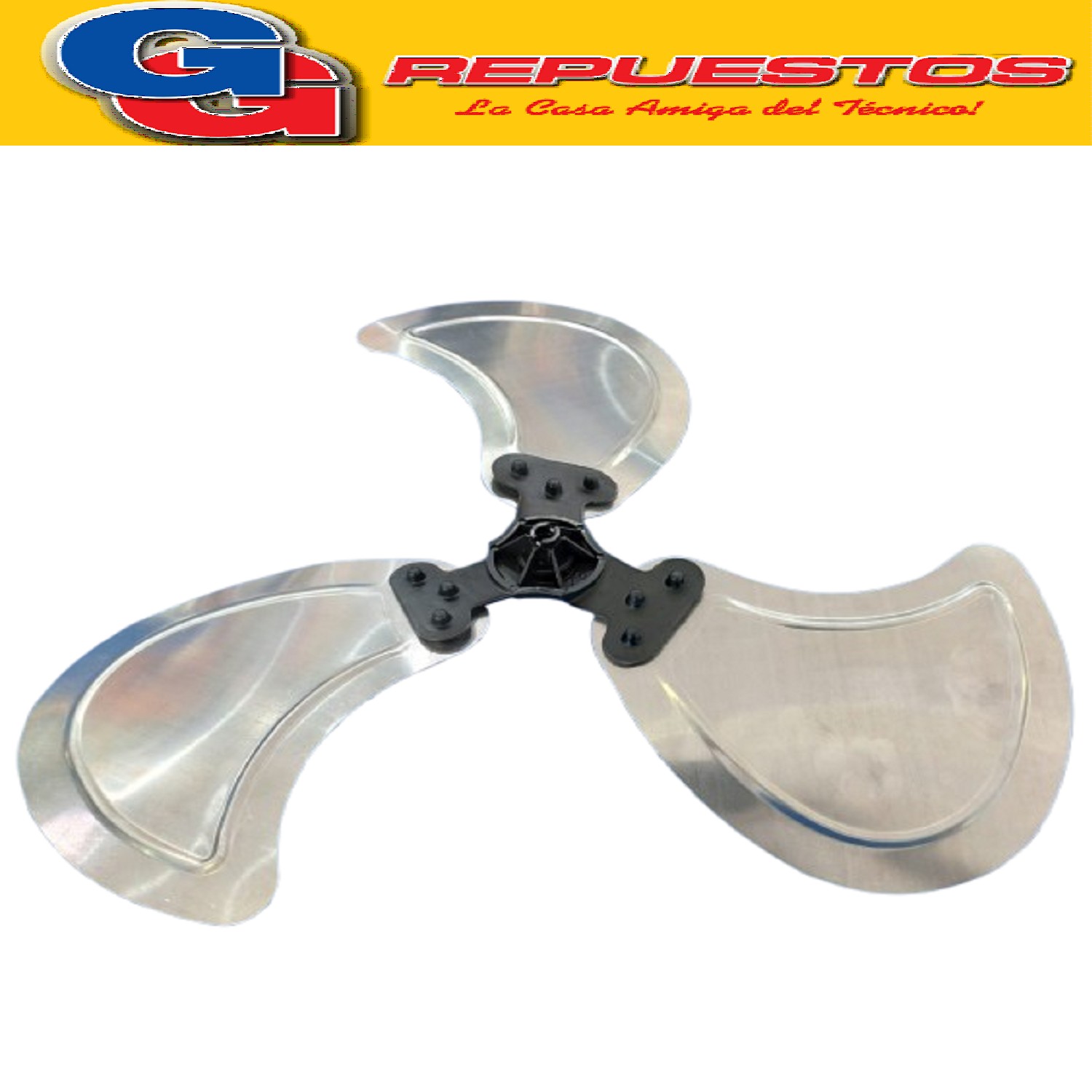 HELICE 22 EJE 8MM 3 ASPAS DE ALUMINIO CON CHAVETA CONJUNTO   PALA TREBOL CENTRO DE PLASTICO MARCA LILIANA COMPATIBLE CON LOS MODELOS VTFM22 / VPC22