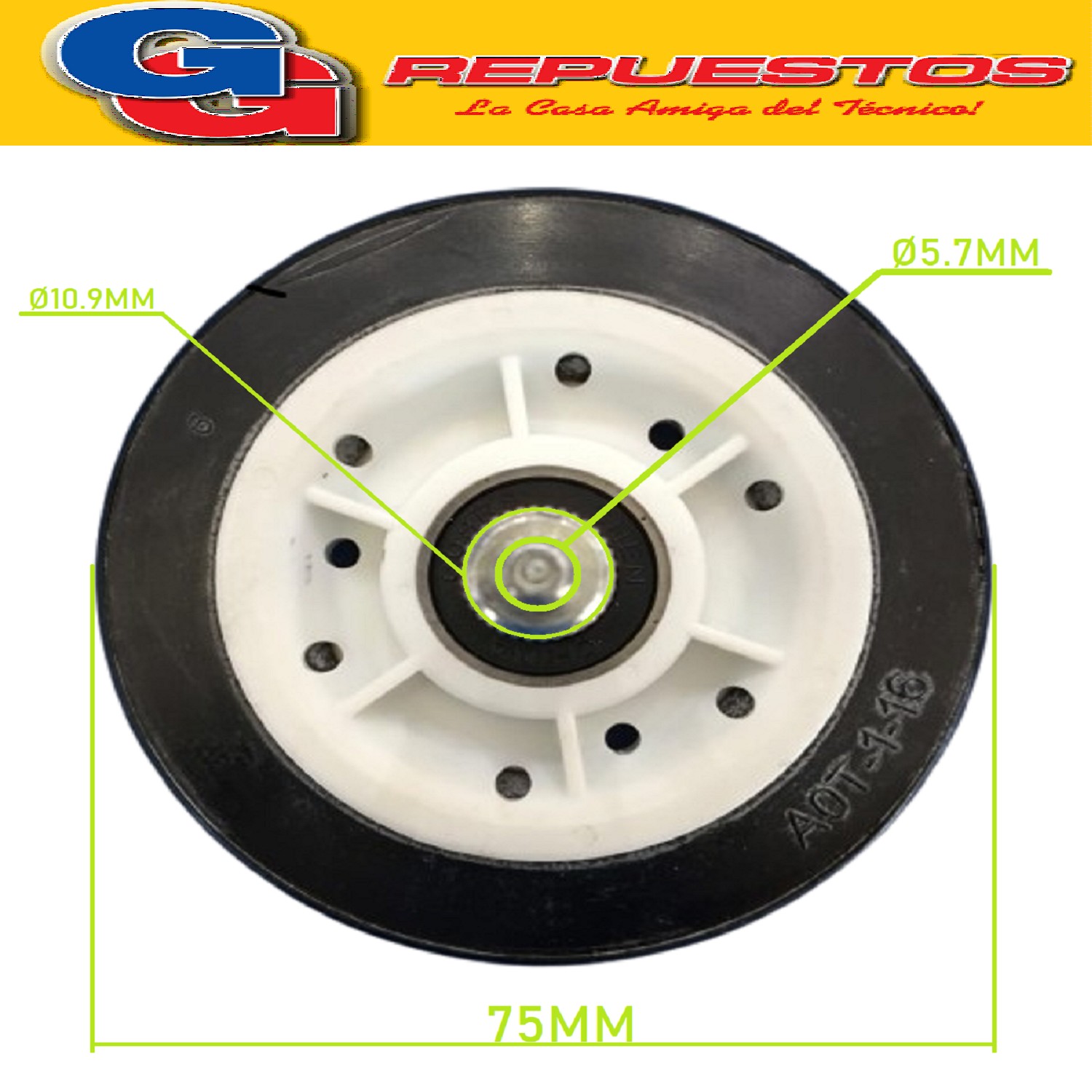 RUEDA SOPORTE TAMBOR SECARROPAS PARA PHILCO DRPH70-PHSC082 B /BDH-PHSC071B/BDH-DRPH60-GAFA ADV
y OTROS (RUEDA CON RULEMAN 608 73mm DIAMETRO ORIGINAL)
COMPATIBLE CON SECADORA ATMA SCF5810B
(EL SECARROPAS LLEVA DOS)