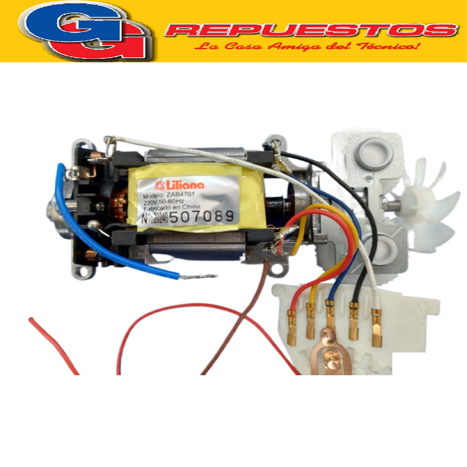 MOTOR 450W BATIDORA LILIANA COMPATIBLE CON LOS MODELOS   AB102 / AB103 MODELO ZAB4701 CON LLAVE Y SWITCH