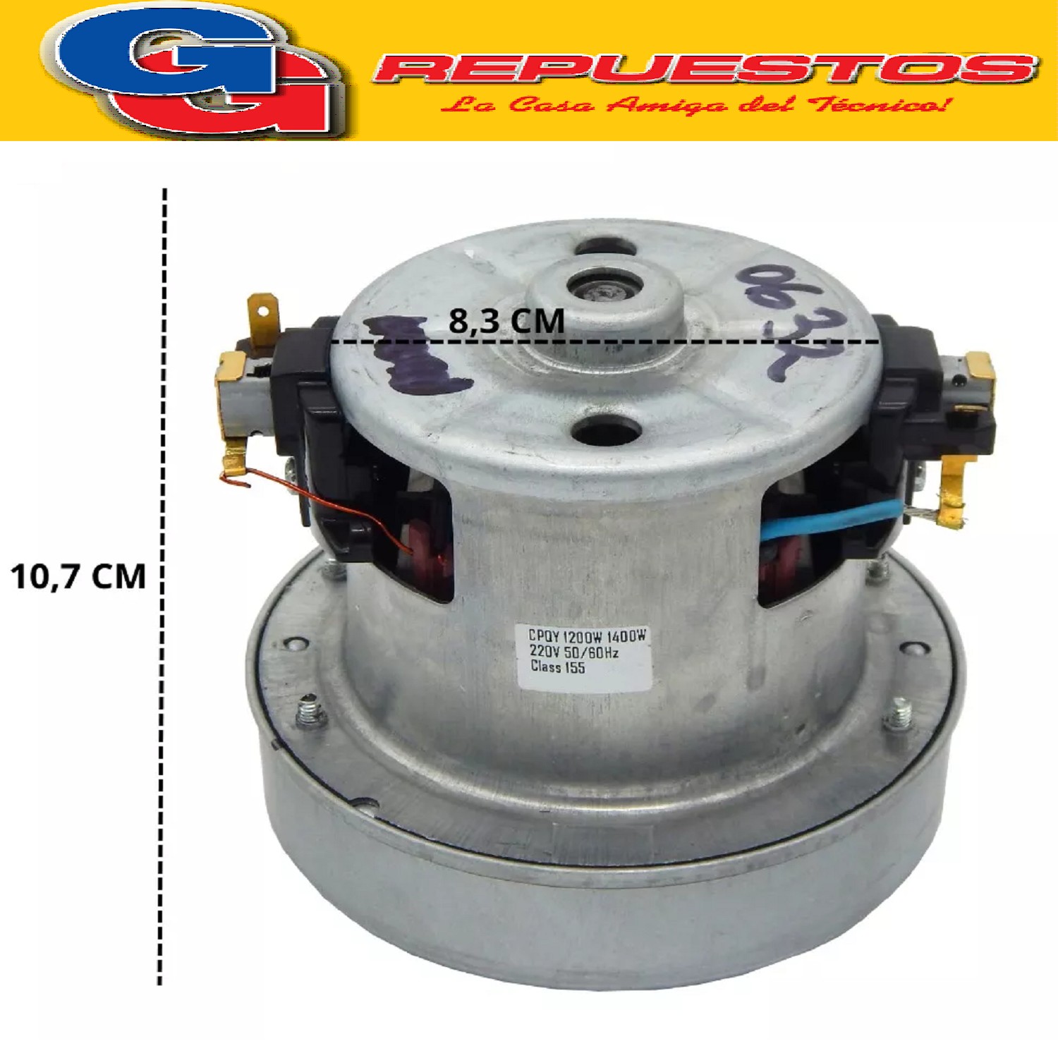 MOTOR ASPIRADORA CHICO ELECTROLUX TRIO-EASY CPQY 1200-1400W  220V 50/60Hz 20230313 1700001784 MOTOR ELECTROLUX MONOFASICO ASS CA 1400W 220V PNC 9009211