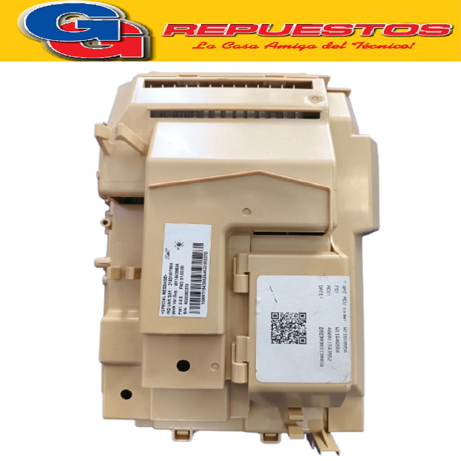 PLAQUETA DE POTENCIA LAVASECARROPAS WHIRLPOOL WNQ70ABDNA-WNQ 80ABDNA / ASDNA INVERTER SEXTO SENTIDO (PLACA PRINCIPAL ORIGINAL)
Cod.Origen:
W11618956 (WHIRLPOOL) CONJ UNIDAD DE CONTROL WNQ70 WNQ80
Produttore: SPECIAL MESSAGE Ind.VAR.SUP: 21501417800
WHIR Var.Sup: