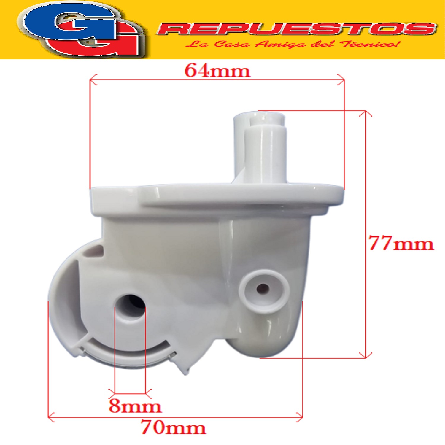 CODO PLASTICO ADAPTADOR DE BARRAL COLOR BLANCO VENTILADOR LILIANA COMPATIBLE CON LOS MODELOS VSOM12 / VSOM16