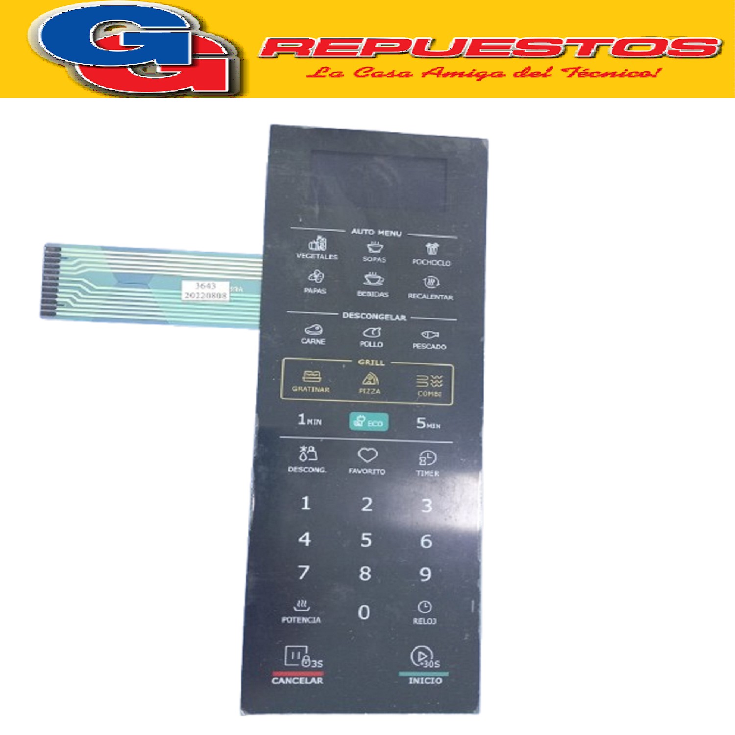 TECLADO DE MICROONDA MD261 PARA BGH B228DS20 Y B120dn20