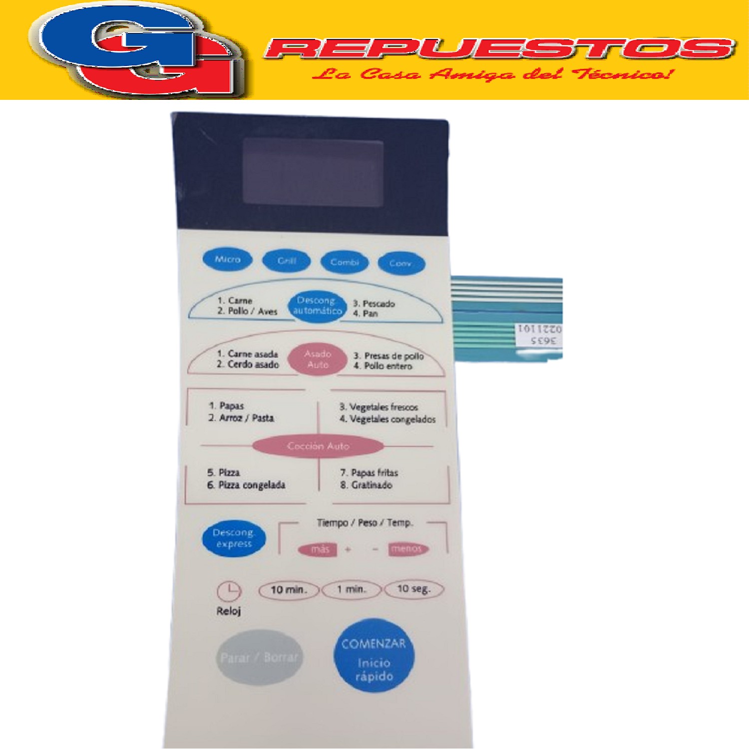 TECLADO DE MICROONDA MD253 PARA BGH 367600