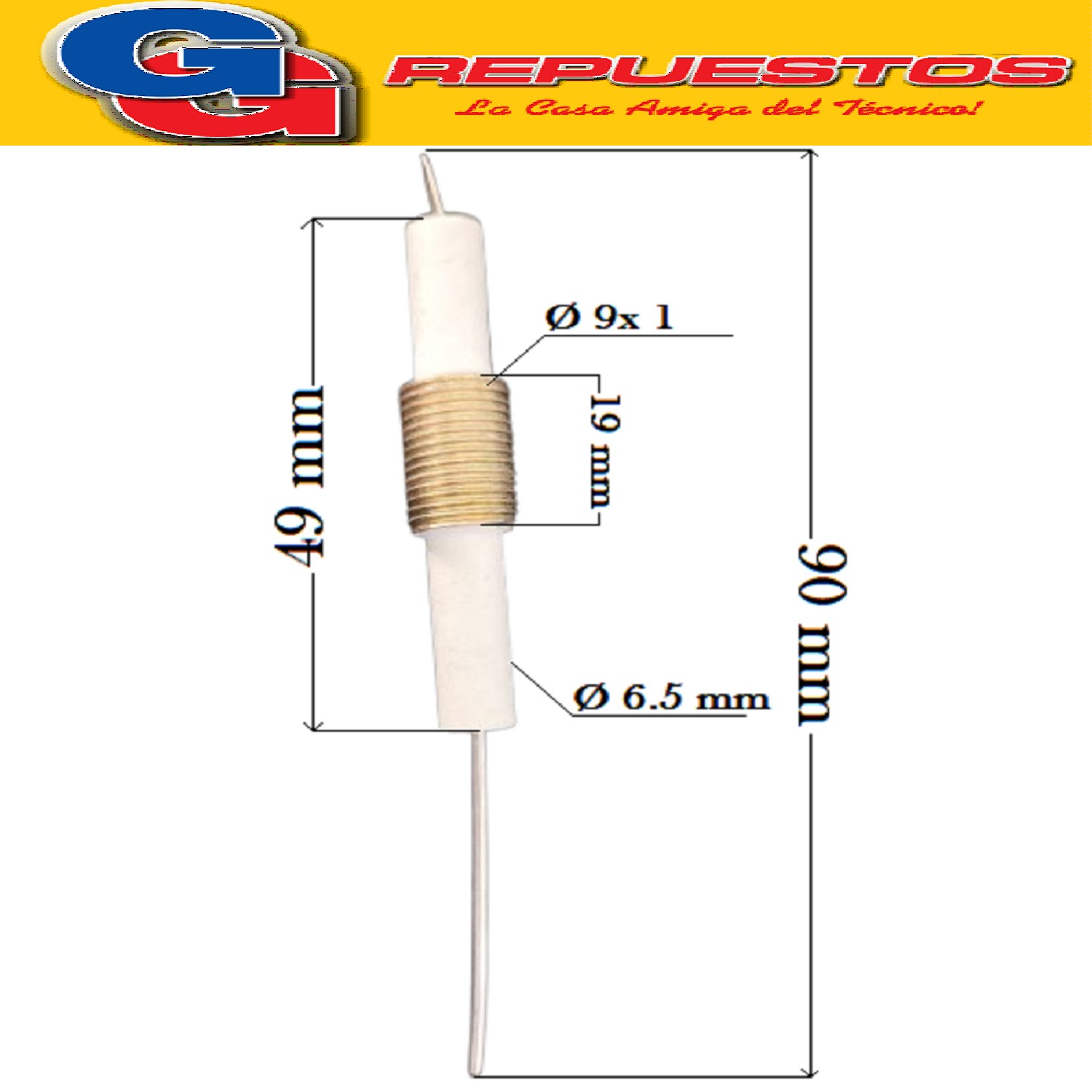 BUJIA CALEFACCION E-52 CABOSH BUJE ROSCADO 2 TUERCAS