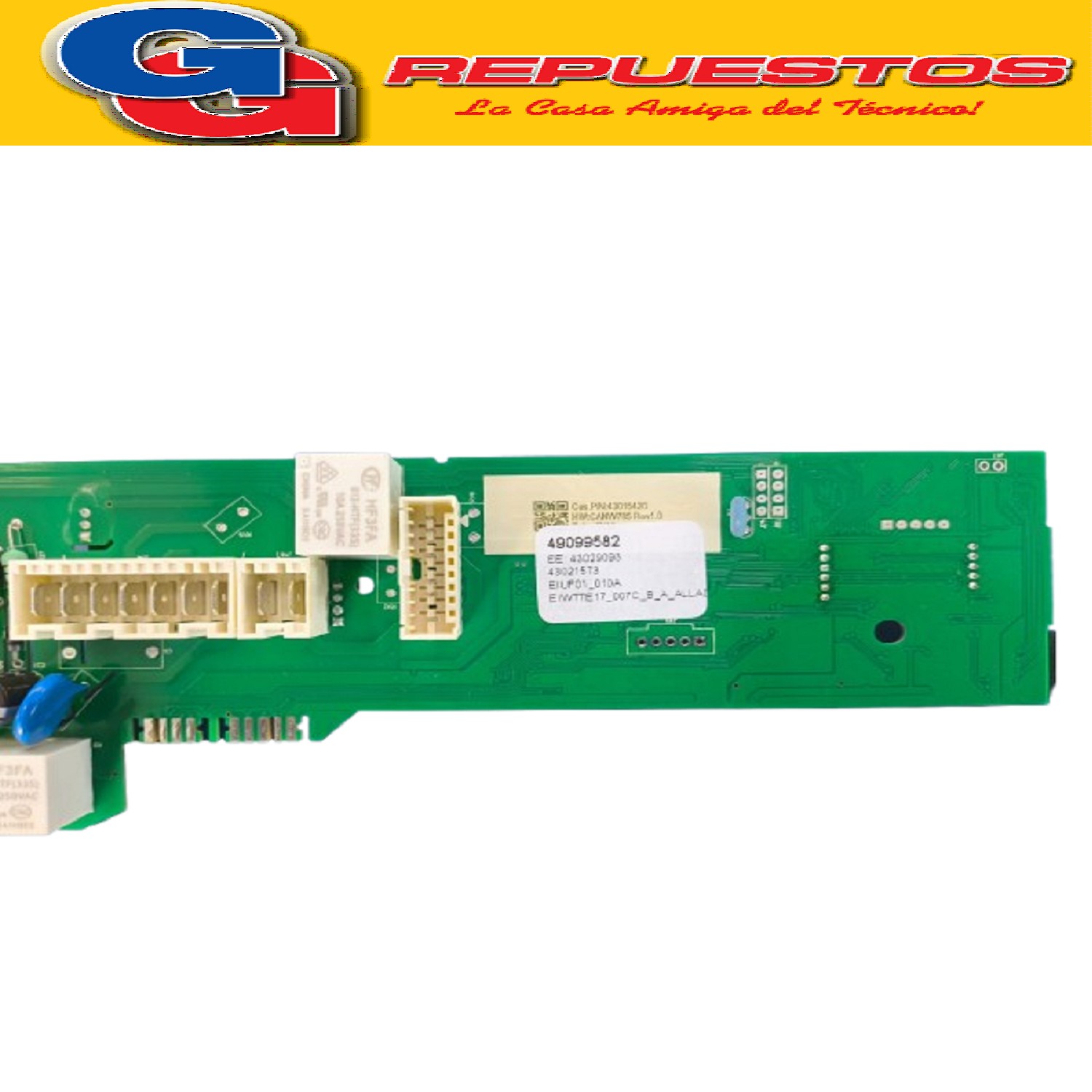 PLAQUETA ELECTRONICA CANDY VITA SMART CVST610T 2da SERIE N°  1000RPM CARGA SUPERIOR (UNIPLACA ORIGINAL) PLAQUETA