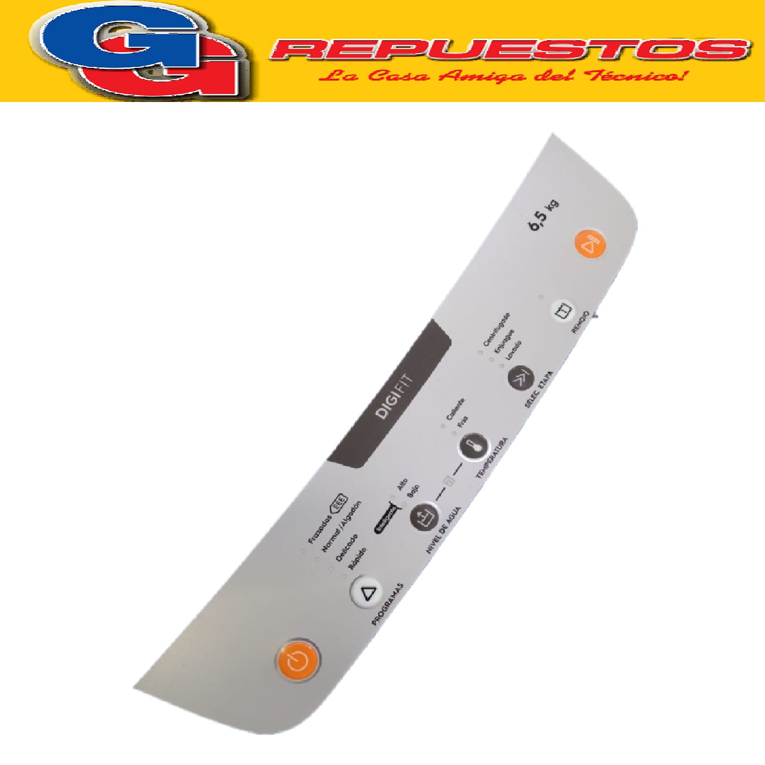 SERIGRAFIA PARA LAVARROPAS GAFA DIGIFIT 6.5KG CARGA SUPERIOR MENBRANA PARA PANEL GAFA SERIGRAFIA SIN DISPLAY NUEVA QUALITY LINE