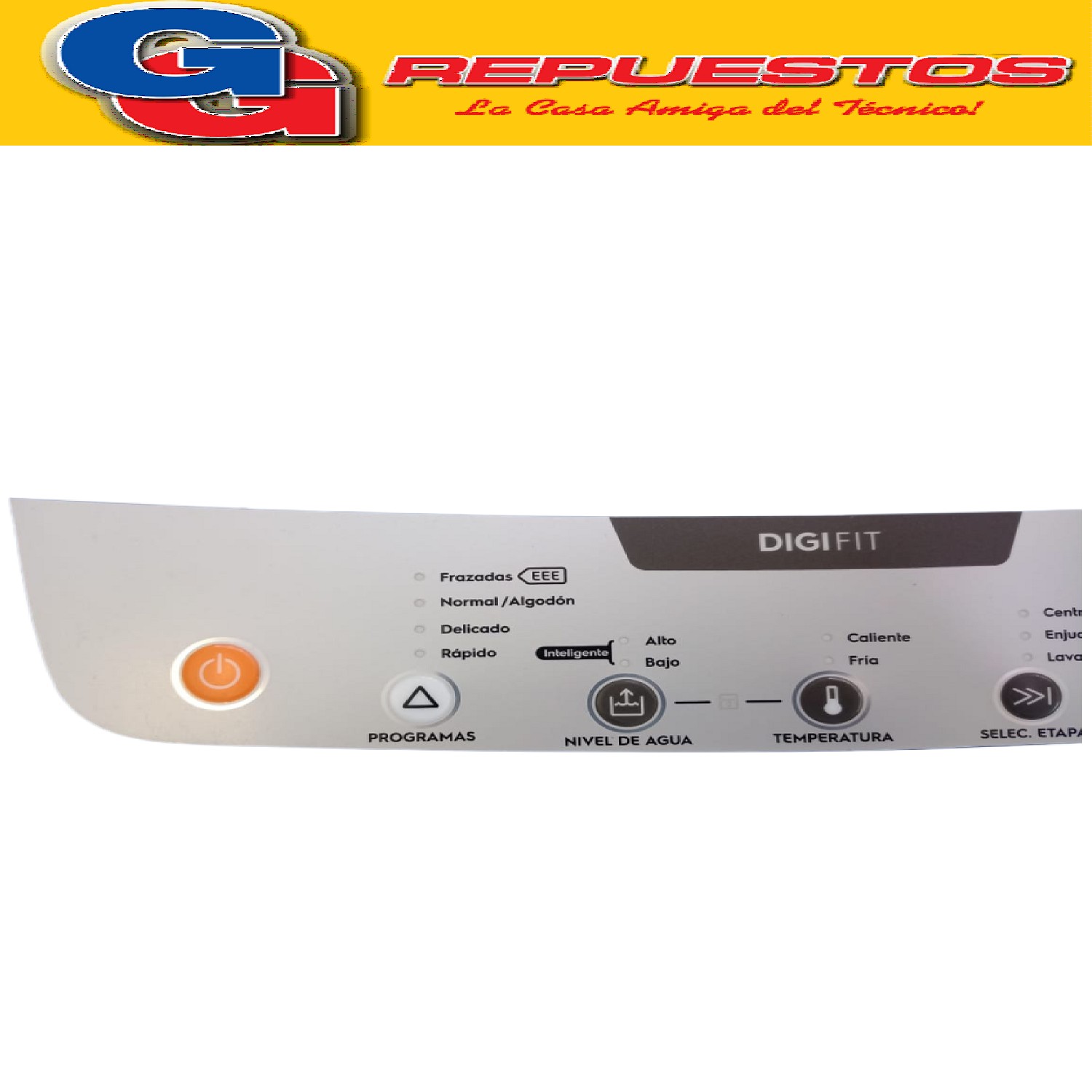 SERIGRAFIA PARA LAVARROPAS GAFA DIGIFIT 6.5KG CARGA SUPERIOR MENBRANA PARA PANEL GAFA SERIGRAFIA SIN DISPLAY NUEVA QUALITY LINE