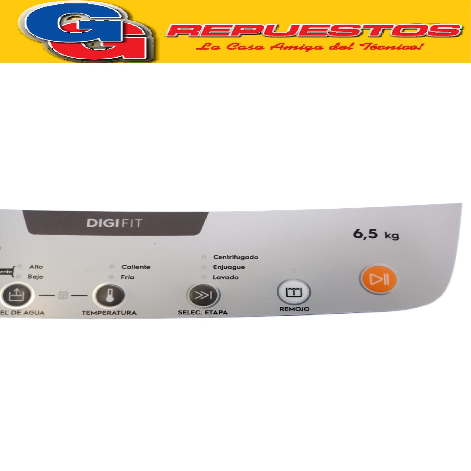 SERIGRAFIA PARA LAVARROPAS GAFA DIGIFIT 6.5KG CARGA SUPERIOR MENBRANA PARA PANEL GAFA SERIGRAFIA SIN DISPLAY NUEVA QUALITY LINE