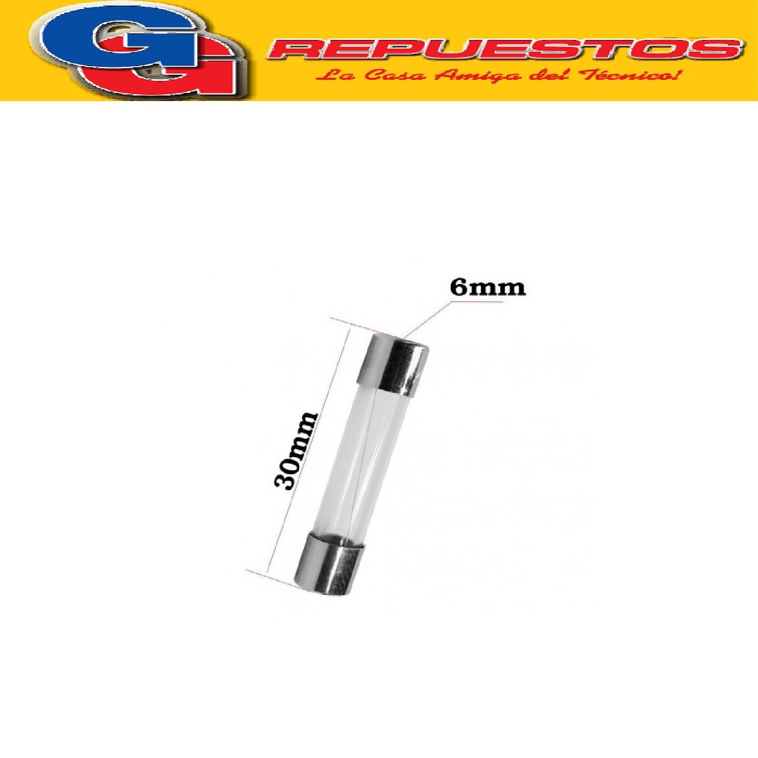 FUSIBLE DE VIDRIO 6X30 250V 20A