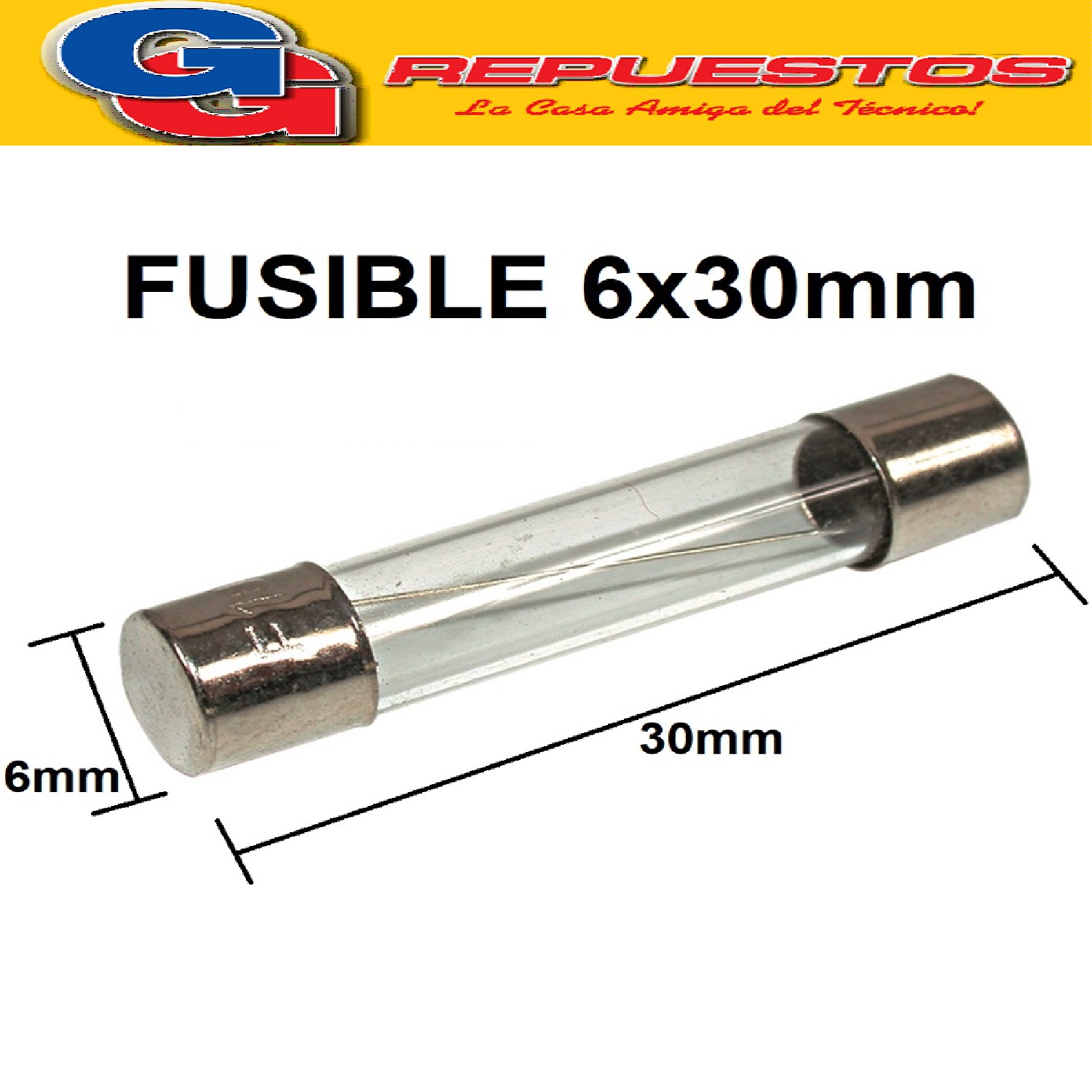 FUSIBLE DE VIDRIO 6X30 250V 0.1A