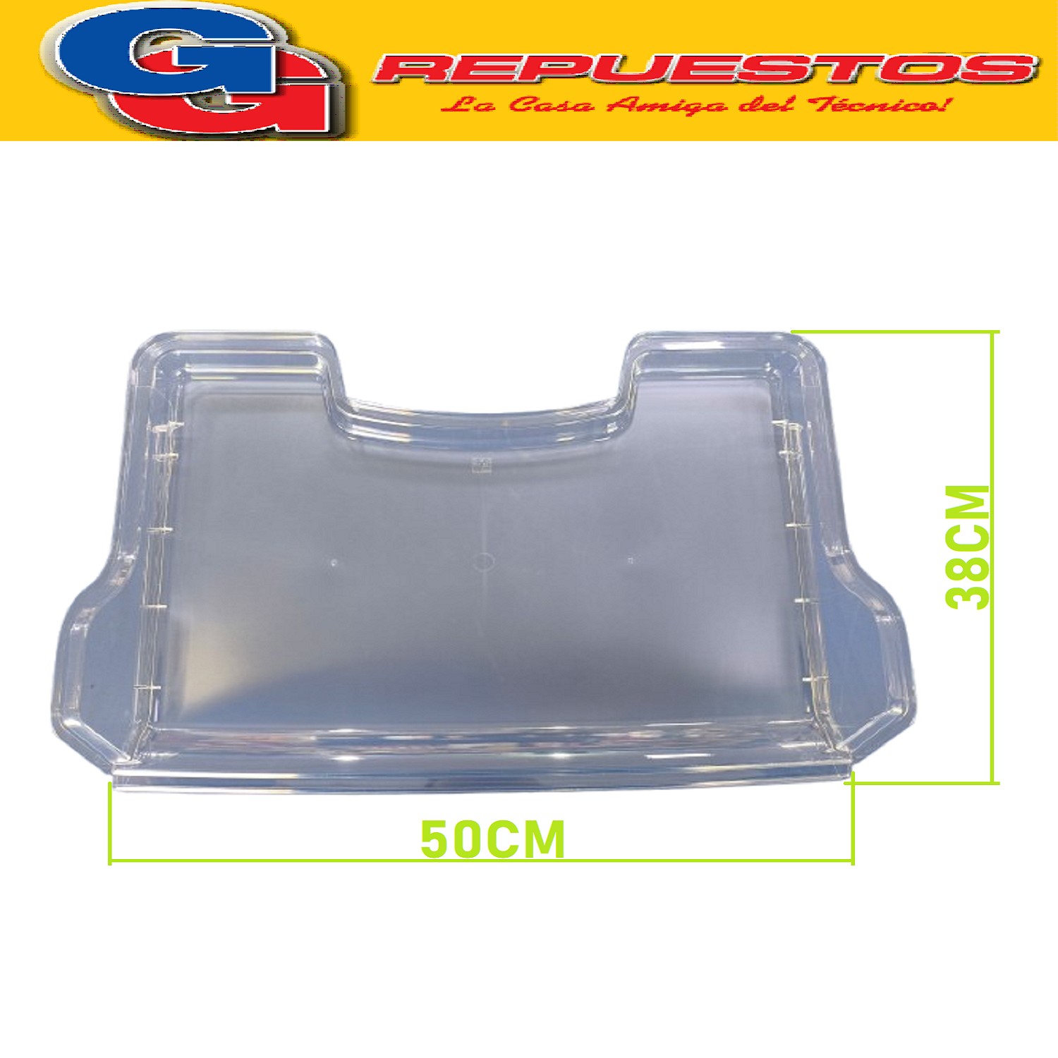 BANDEJA / ESTANTE SUPERIOR PARA HELADERA WHIRLPOOL WRM39D1 - WRM39D2-WRM39K2-WRM39X1-WRM42D1-WRM42D2-
WRM42K2-WRM42X1 (REJILLA REFRIGERADOR ORIGINAL)
MEDIDAS: 50CM X 38CM X 11CM
MEDIDAS: 500MM X 380MM X 110MM