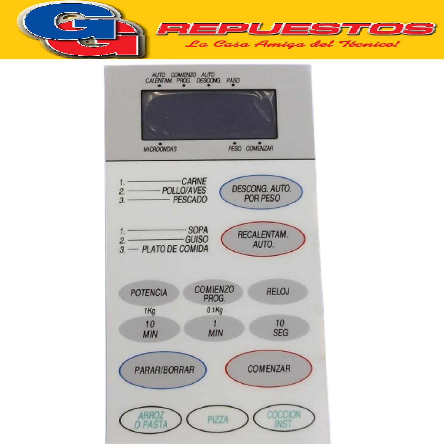TECLADO FRENTE DE PARA MICROONDAS BGH jmb350