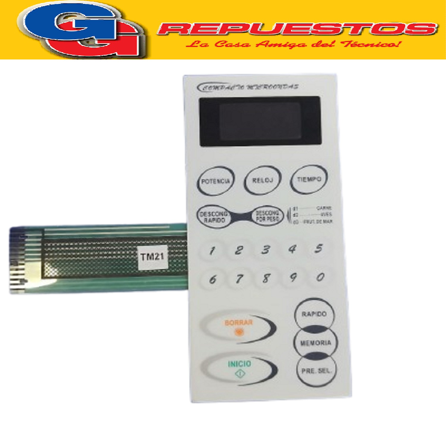 TECLADO DE MICROONDAS PARA Md184 Smeg