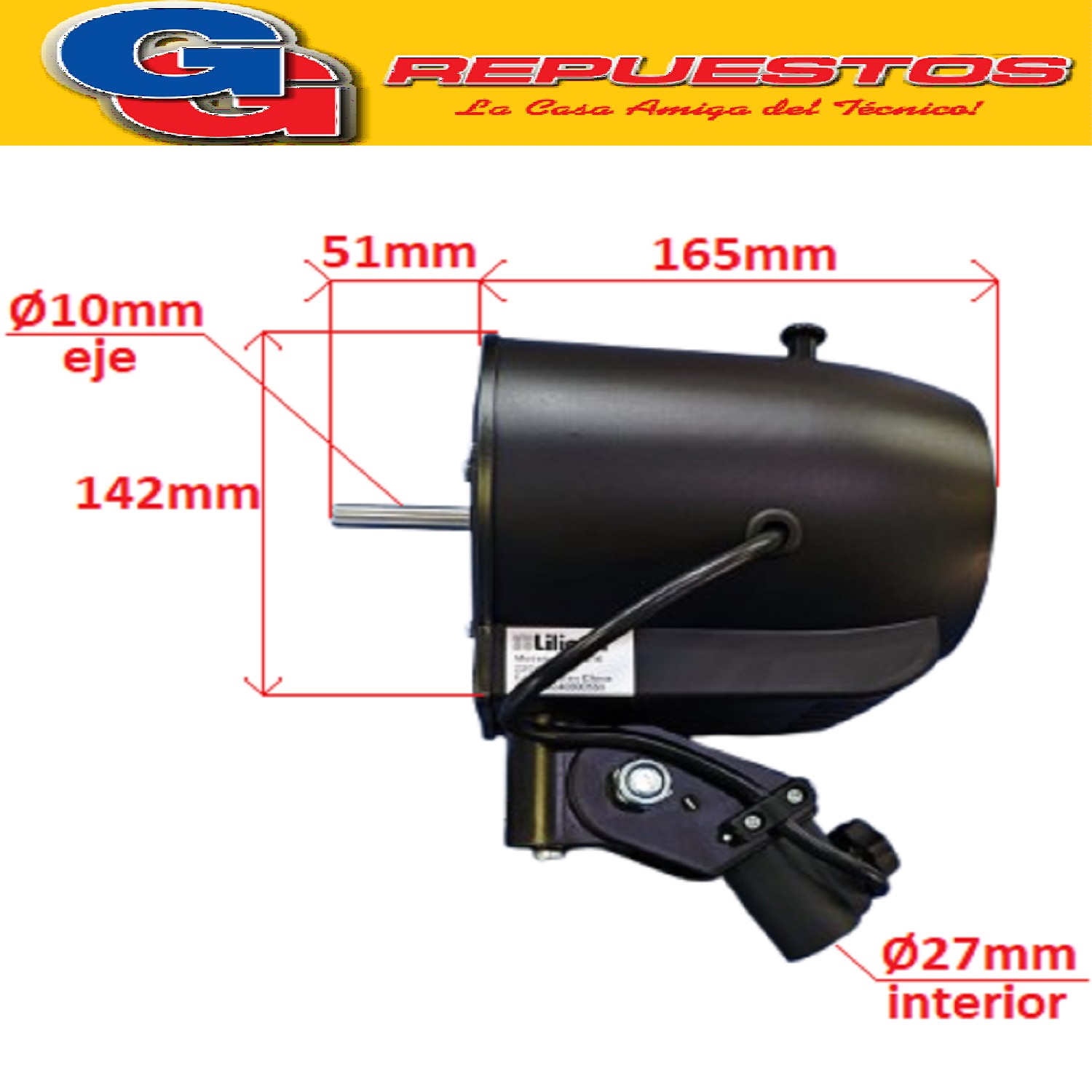 MOTOR PARA VENTILADOR DE 20 PULGADAS LILIANA COMPATIBLE CON  LOS MODELOS VP20POW / VT20POW MOTOR COMPLETO CON CARCAZA CABEZAL MODELO DE MOTOR ZKP4216 220V-50Hz